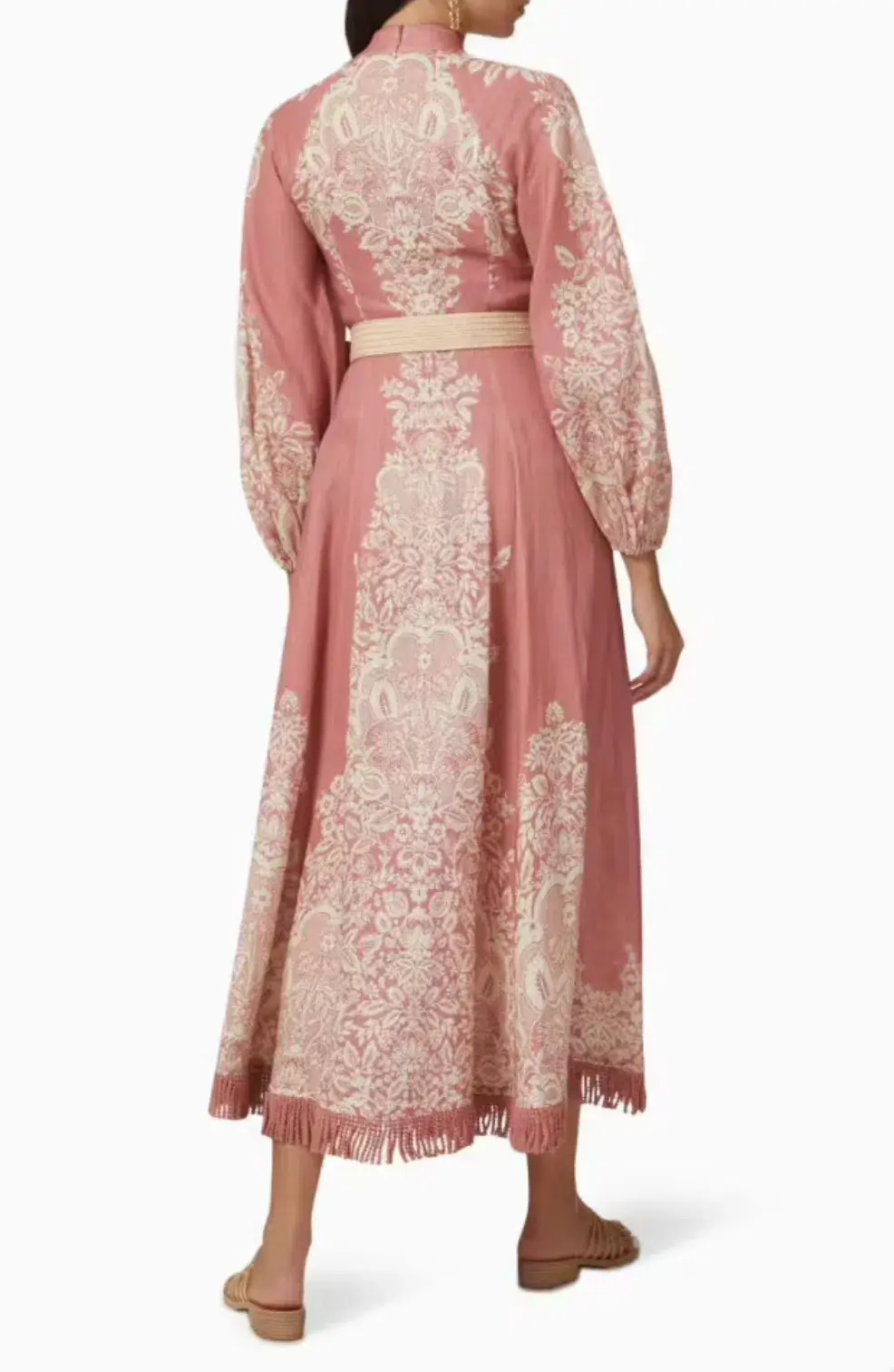 Zimmermann Pattie Fringed Midi Dress Pink Size 0/Au 8  - Image 2