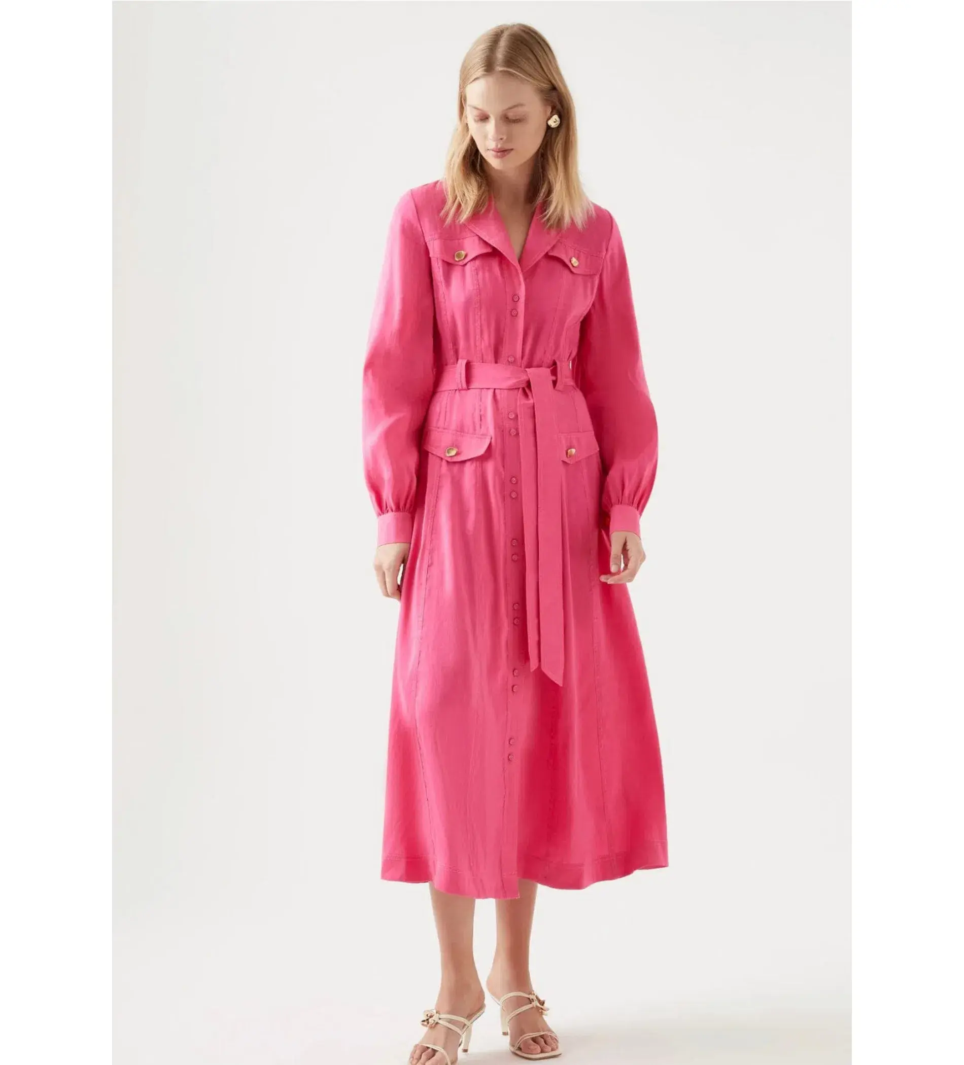 Aje Sophie Shirt Midi Dress Pink Size AU 6 - Image 1