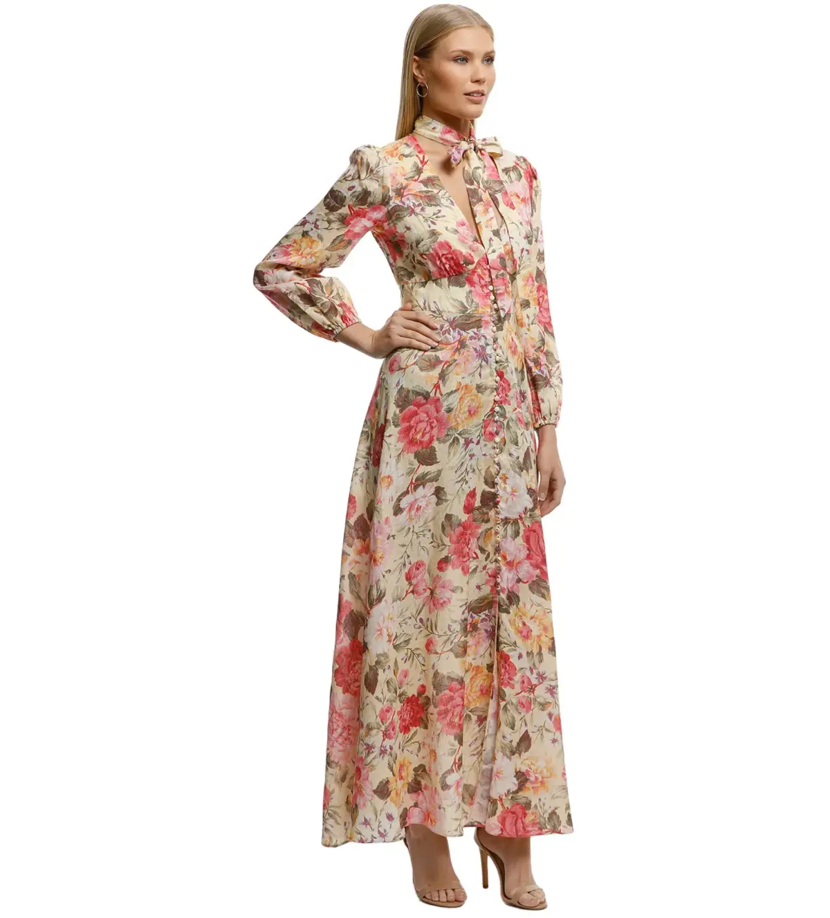 Zimmermann Honour Plunge Maxi Dress Lemon Floral Size 0/AU 8  - Image 2