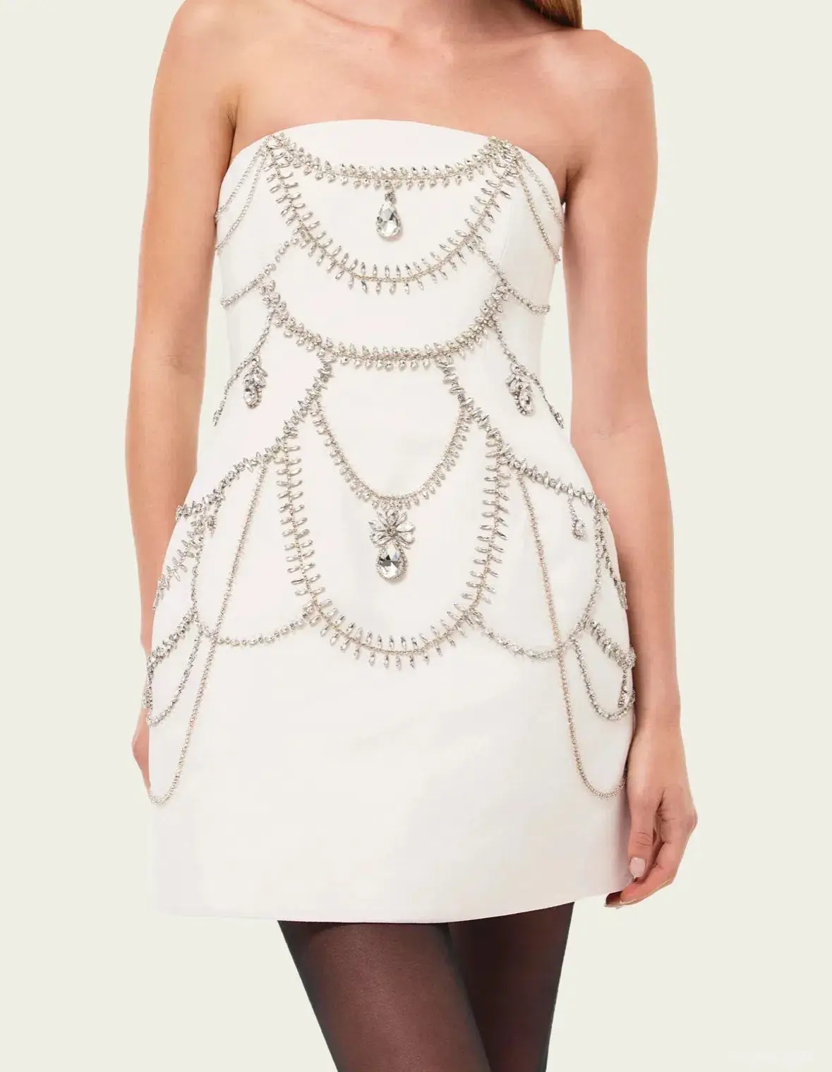 Simkhai Arta Crystals Embellishments Bustier Bridal Mini Dress in Ivory White US 0 XS AU 6 - Image 2