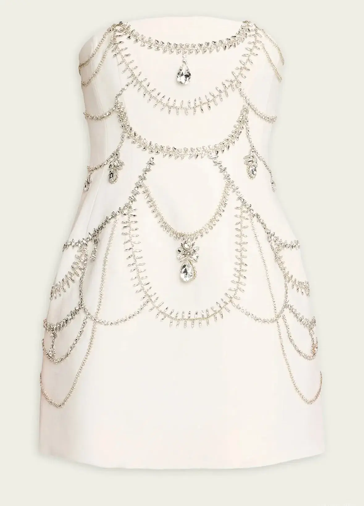 Simkhai Arta Crystals Embellishments Bustier Bridal Mini Dress in Ivory White US 0 XS AU 6 - Image 5