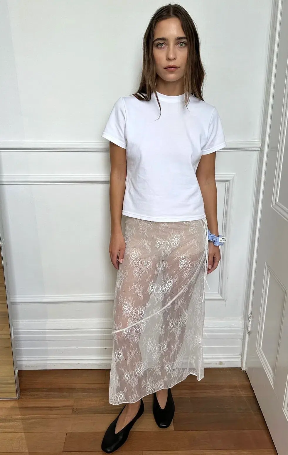 Maison Essentiele Lace Skirt in Optic White Size 8 - Image 3