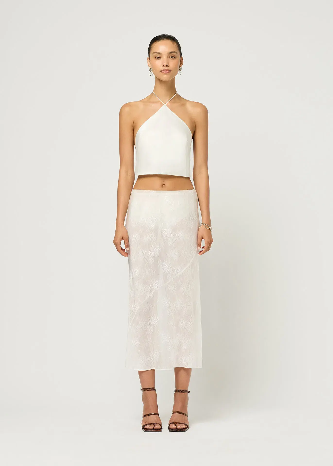 Maison Essentiele Lace Skirt in Optic White Size 8 - Image 1