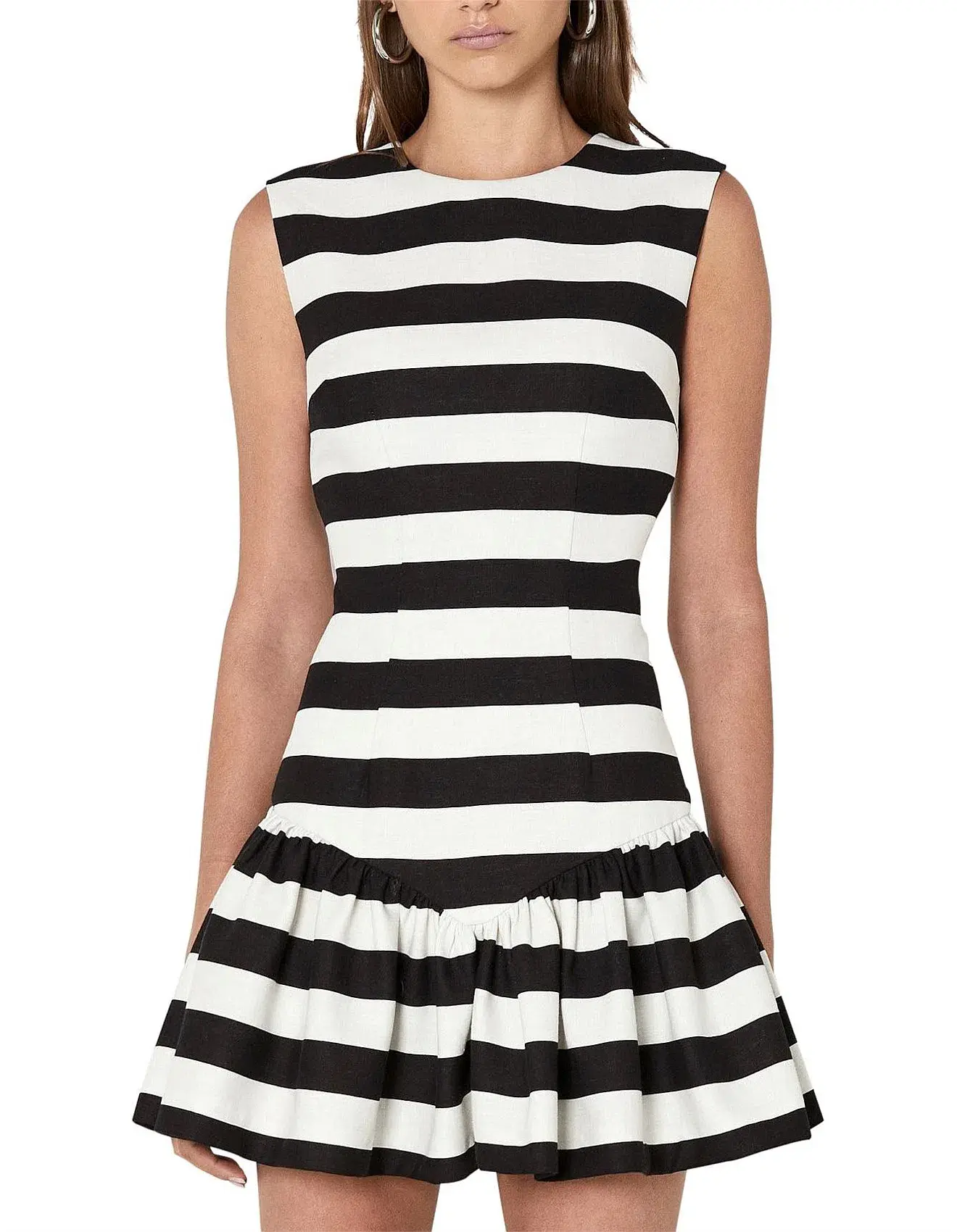 By Johnny Bold Stripe V Gather Mini Dress Print Size 6 - Image 3