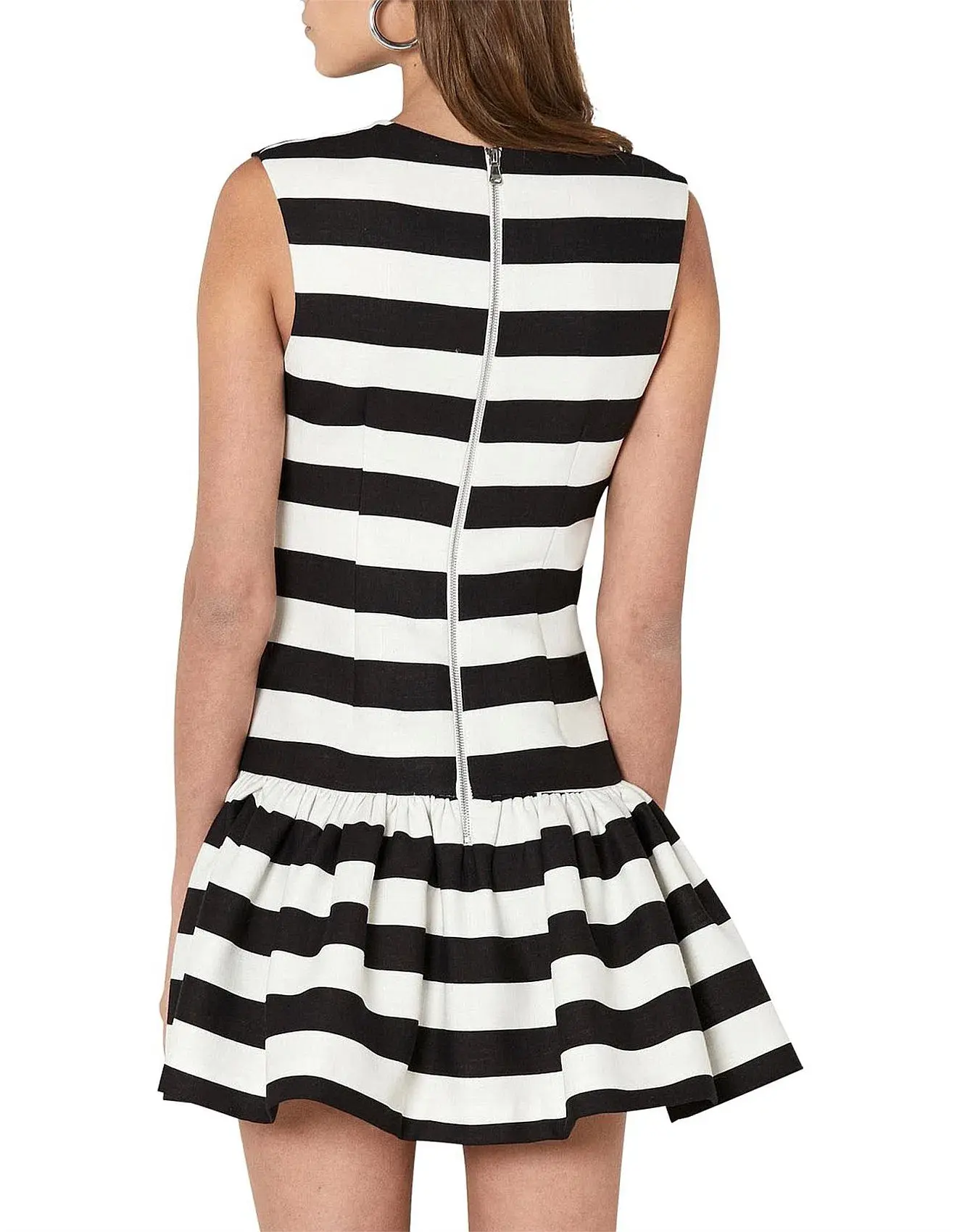 By Johnny Bold Stripe V Gather Mini Dress Print Size 6 - Image 2