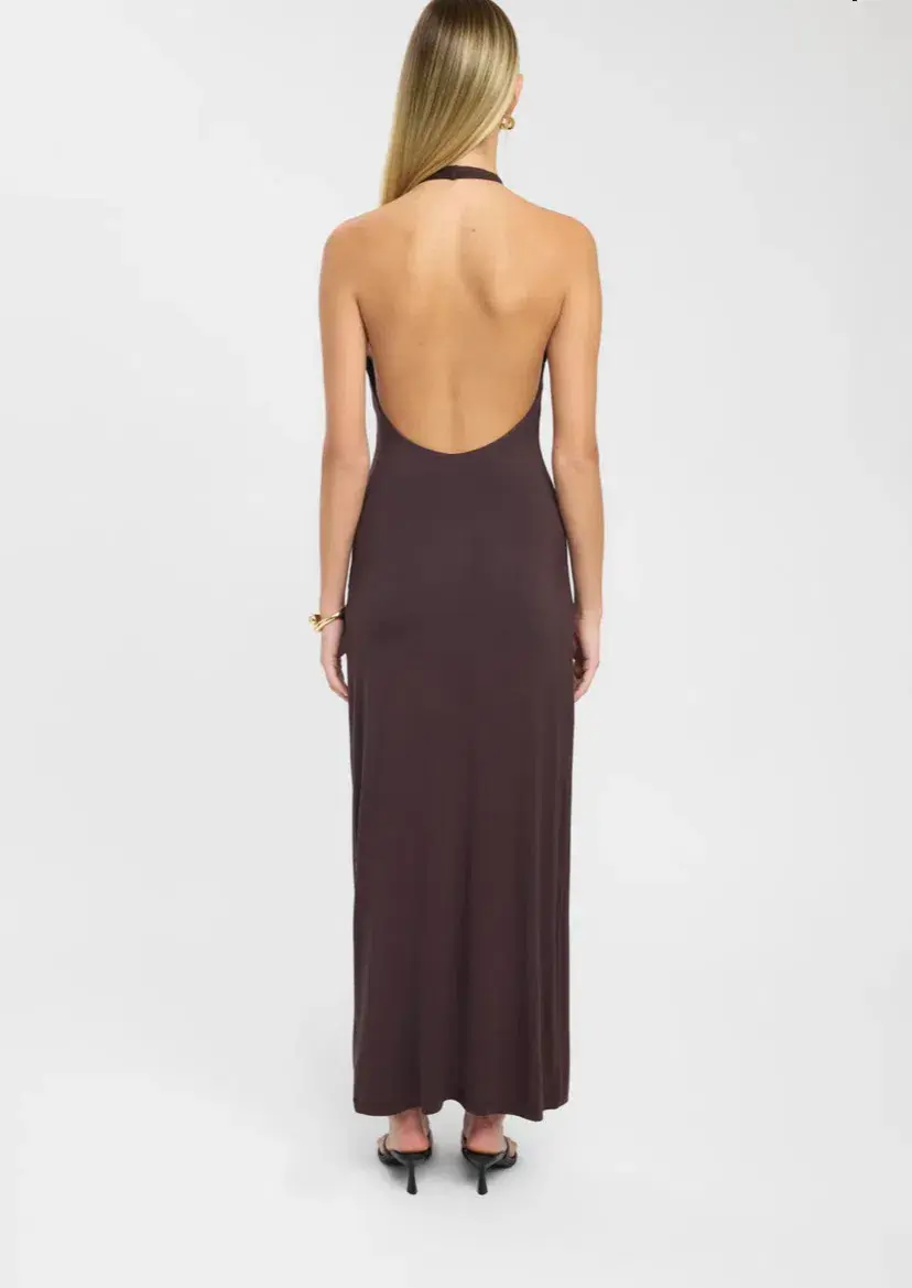 Kookai Paloma Maxi Dress in Dark Mahogany Brown Size AU 8 - Image 3