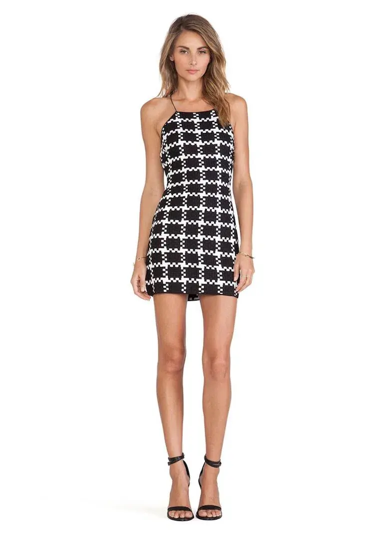 Shakuhachi Check Weave Mini Dress Print Size 6 - Image 1