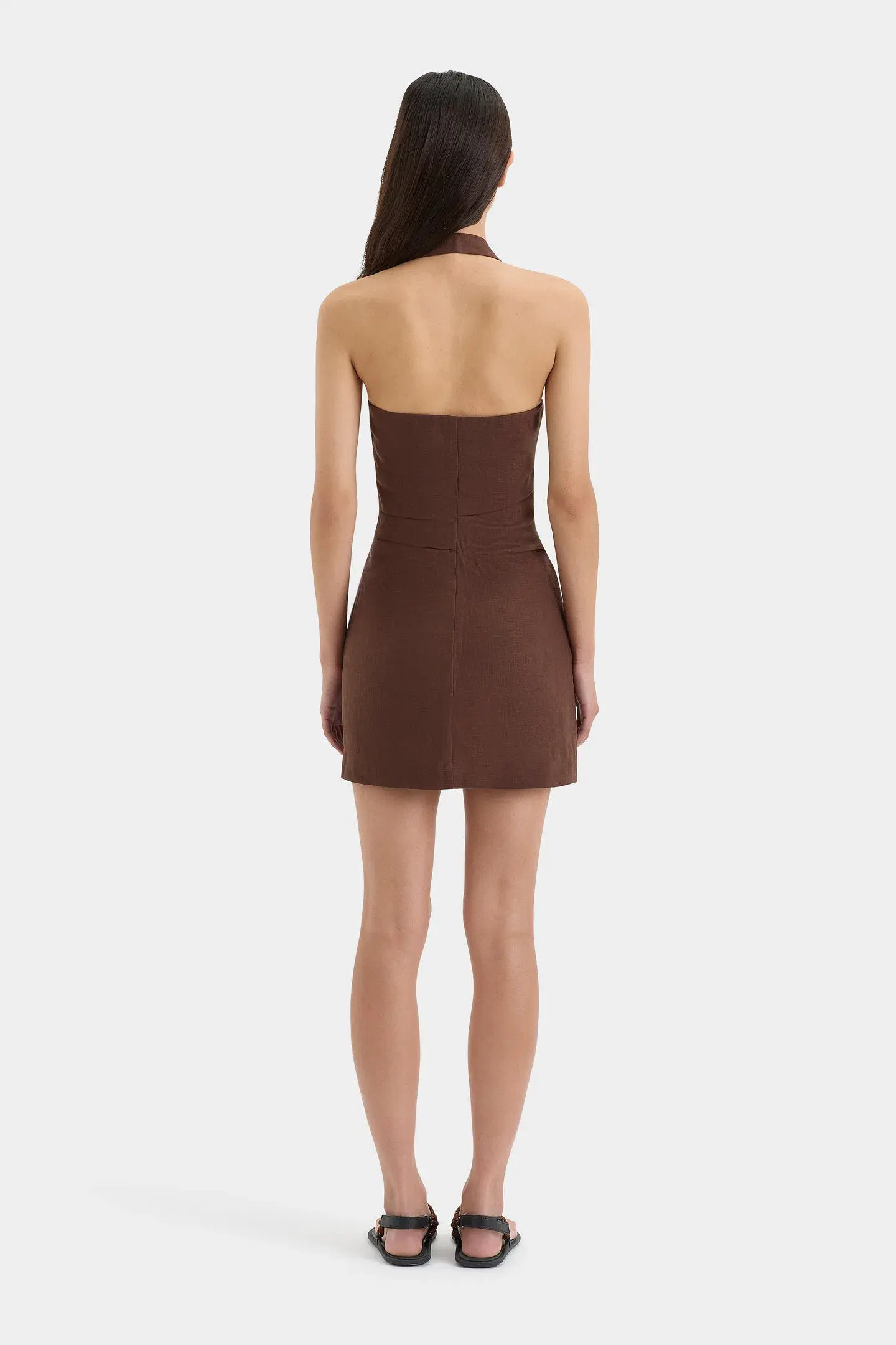 Sir the Label Noemi Halter Mini Dress in Chocolate Brown Size 1 - Image 3