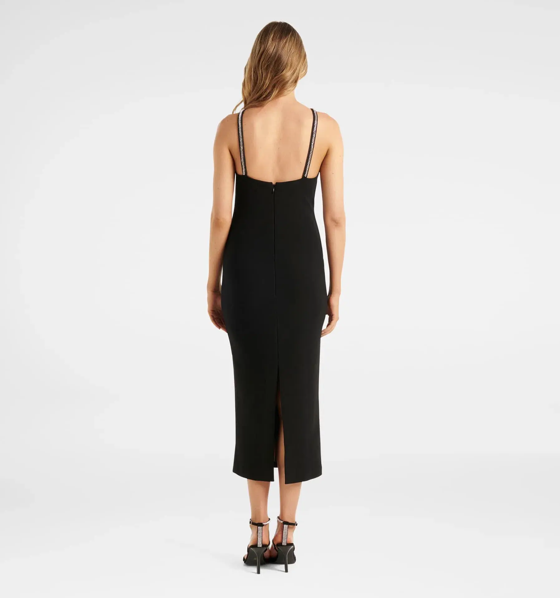 Forever New Gwen Arrow Neck Trim Bodycon Midi Dress Black Size 12 - Image 3
