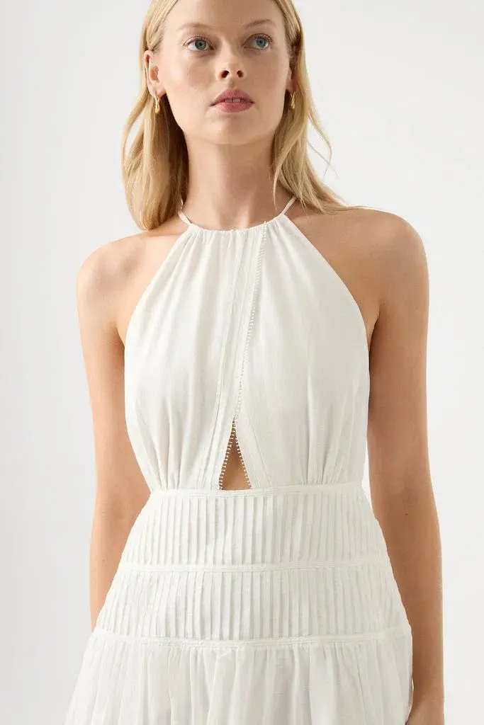 Aje Renata Eyelash Midi Dress Ivory Size 8 for rent on The Volte - main image