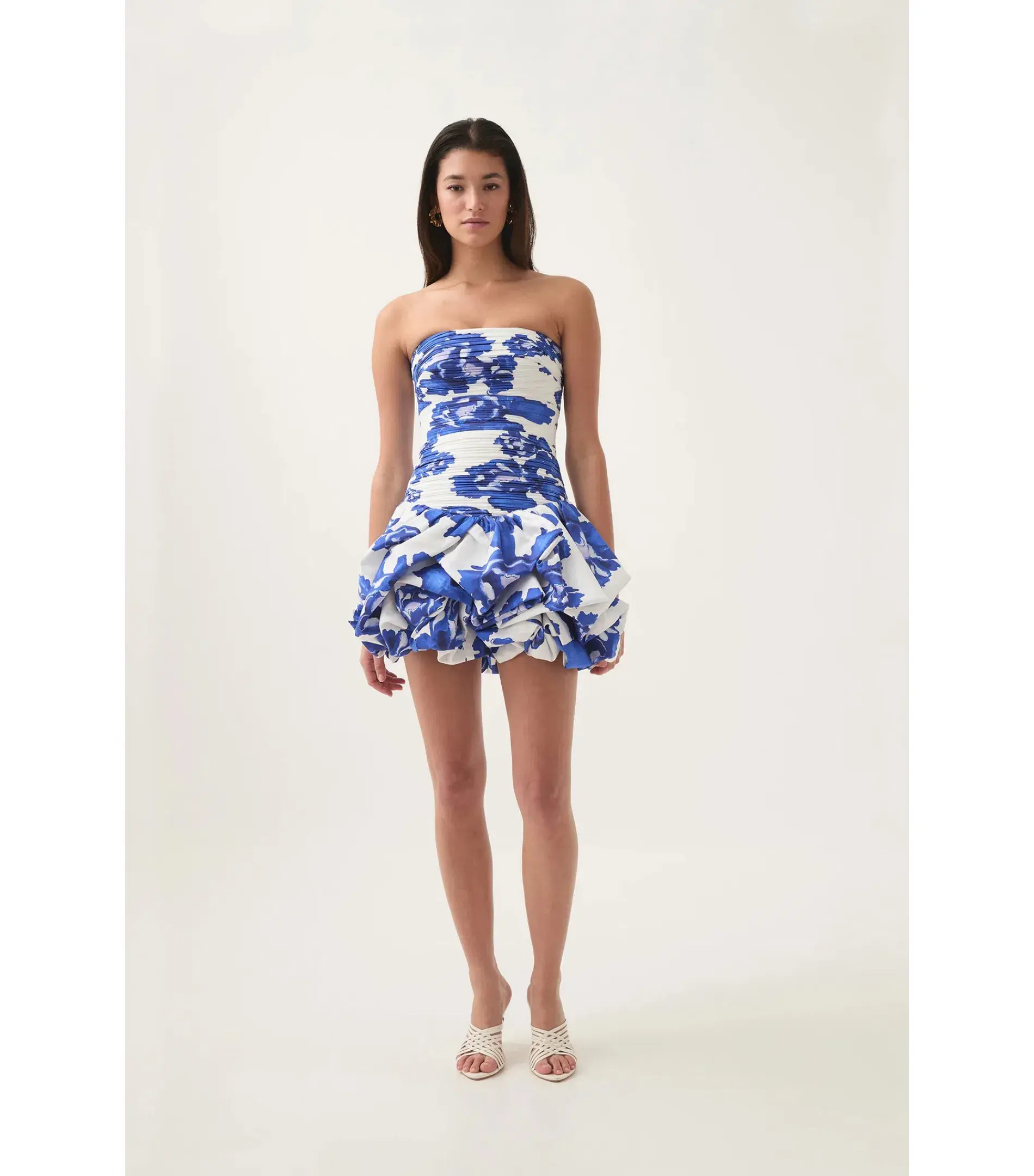 Aje Violette Bubble Hem Mini Dress in Boldly Blooming Cobalt Size AU 8 - Image 3