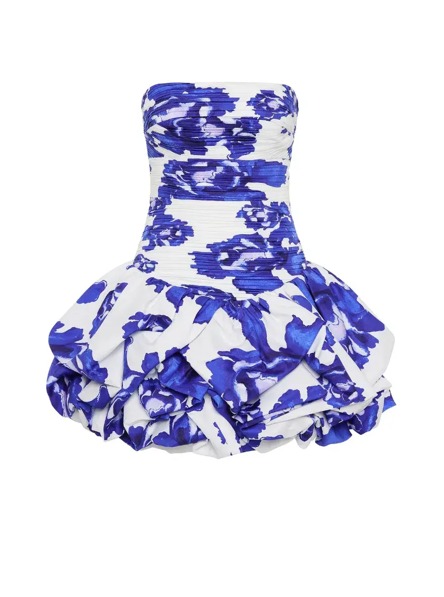 Aje Violette Bubble Hem Mini Dress in Boldly Blooming Cobalt Size AU 8 for rent on The Volte - main image