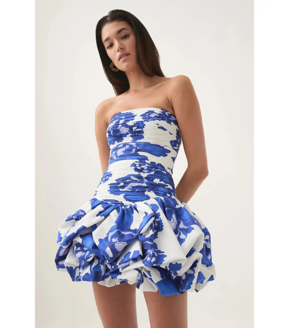 Aje Violette Bubble Hem Mini Dress in Boldly Blooming Cobalt Size AU 10 - Image 4