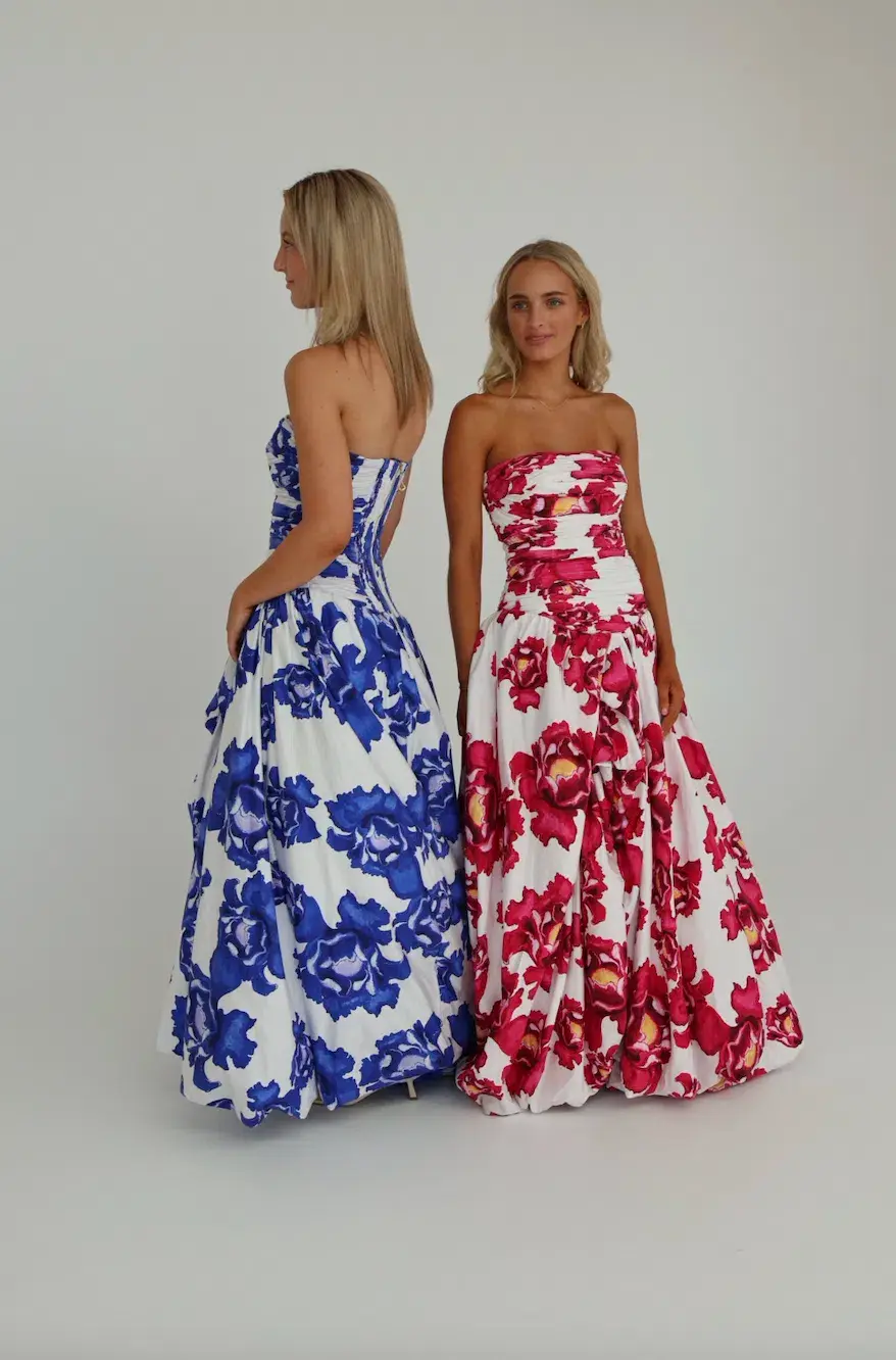 Aje Behold Maxi Dress Boldly Blooming Cobalt Size AU 10 for rent on The Volte - main image