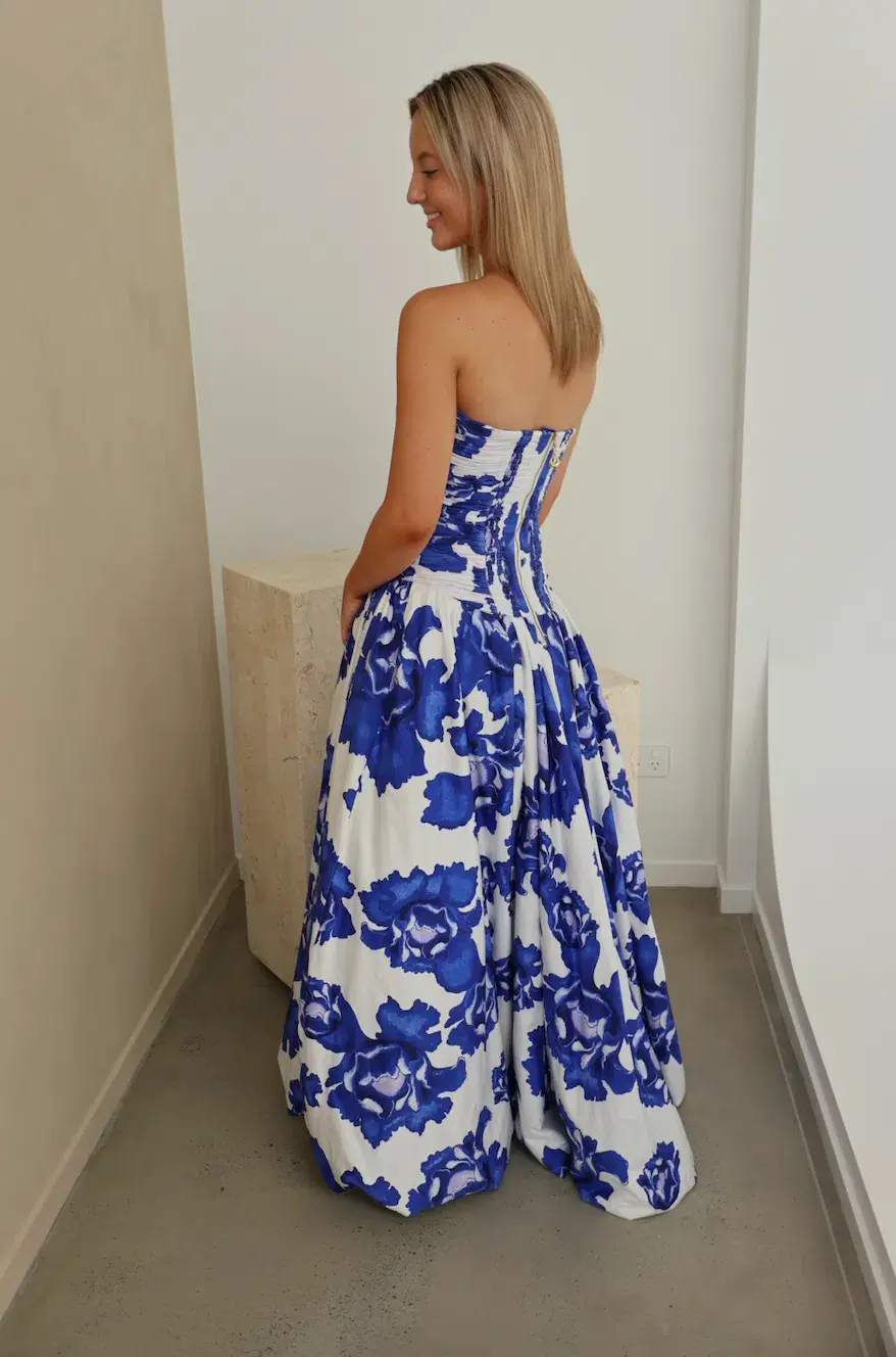 Aje Behold Maxi Dress Boldly Blooming Cobalt Size AU 8 - Image 5