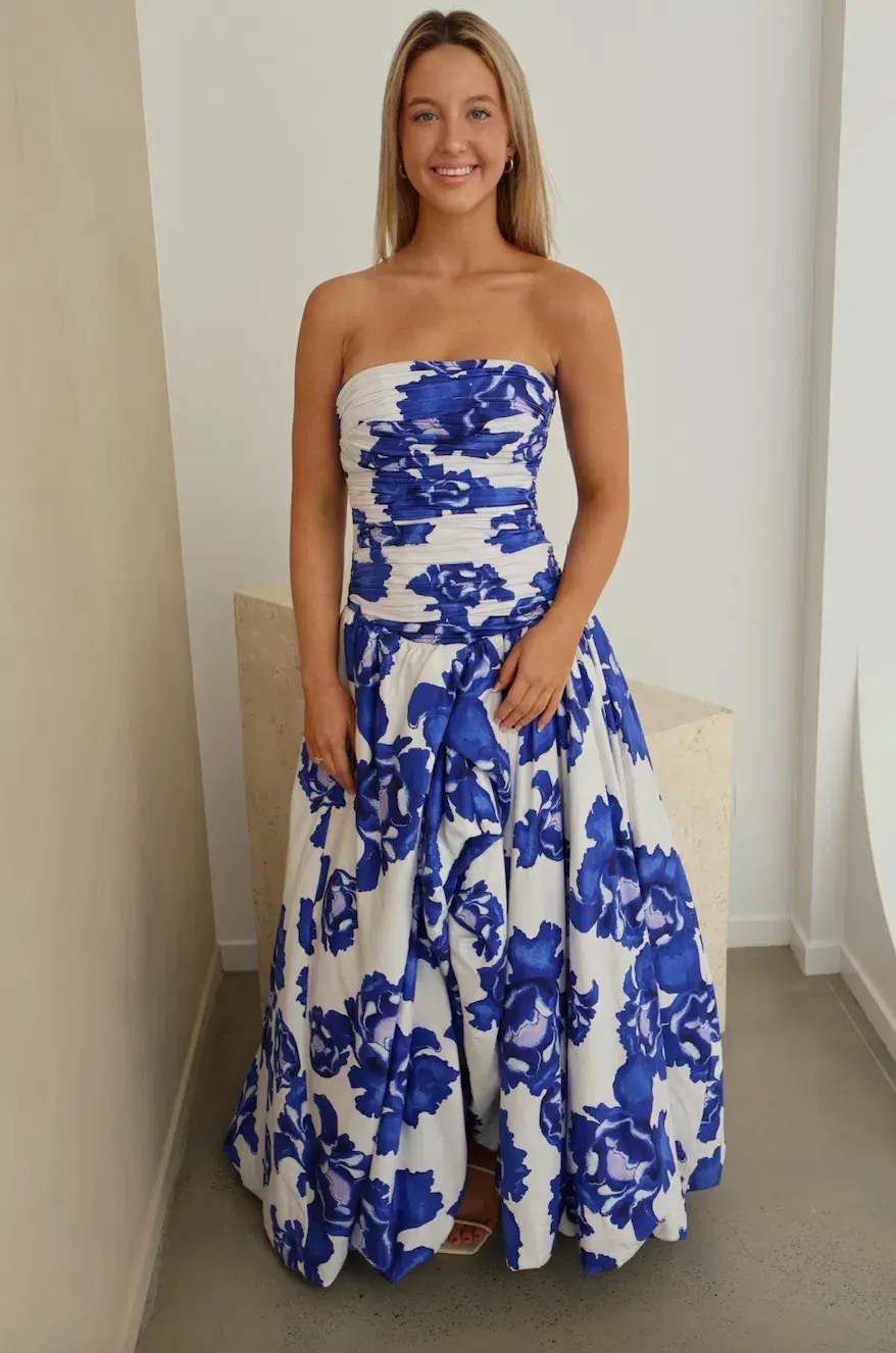 Aje Behold Maxi Dress Boldly Blooming Cobalt Size AU 8 - Image 4