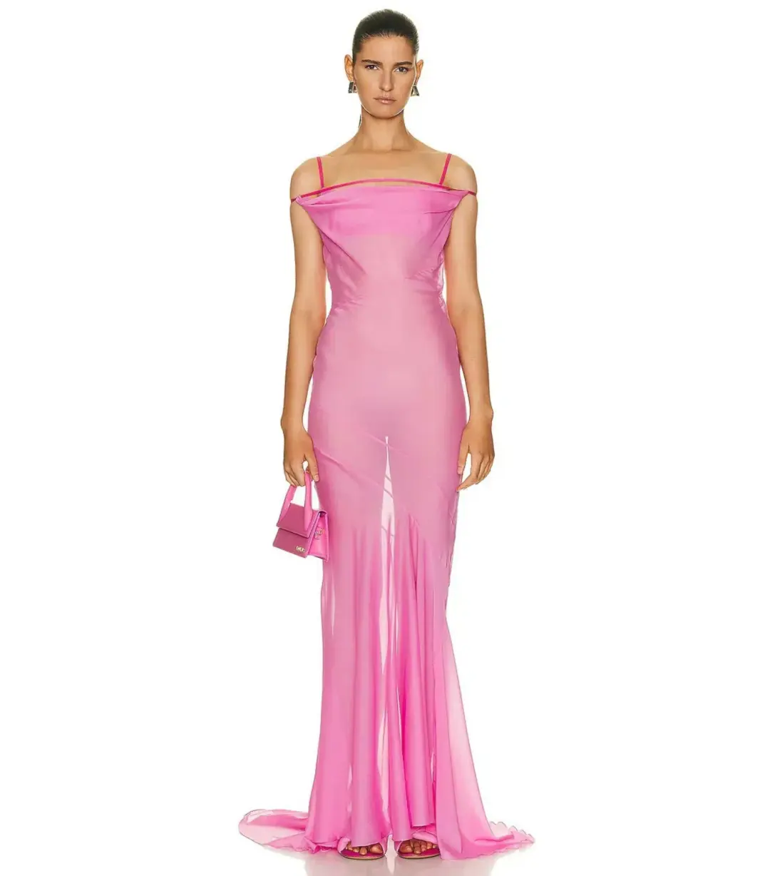 Jacquemus La Robe Draggiu Maxi Dress in Pink Size AU 12 for rent on The Volte - main image