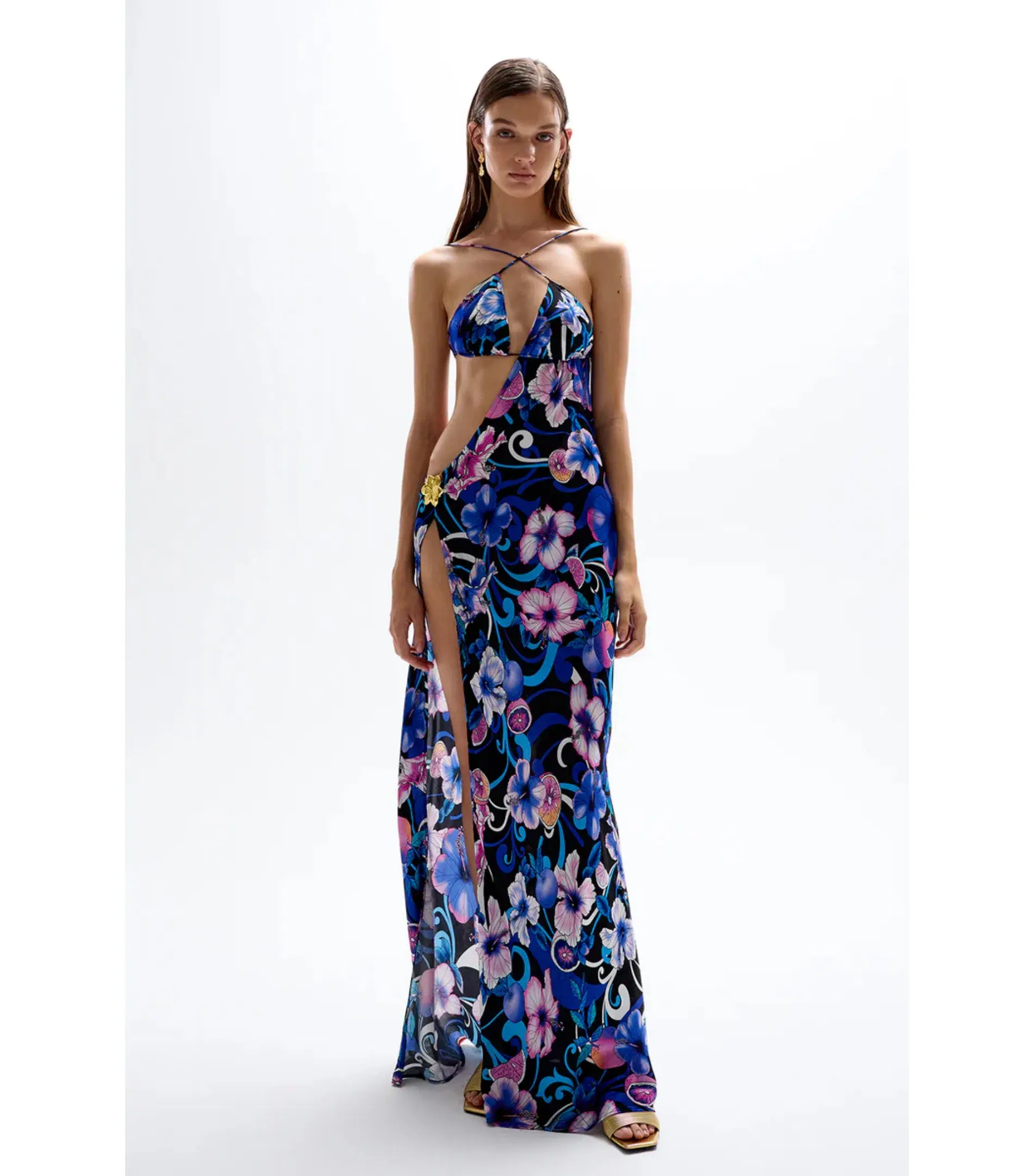 Cin Cin Swim Villa Cut-out Dress Hibiscus Purple Size AU 8 - Image 1