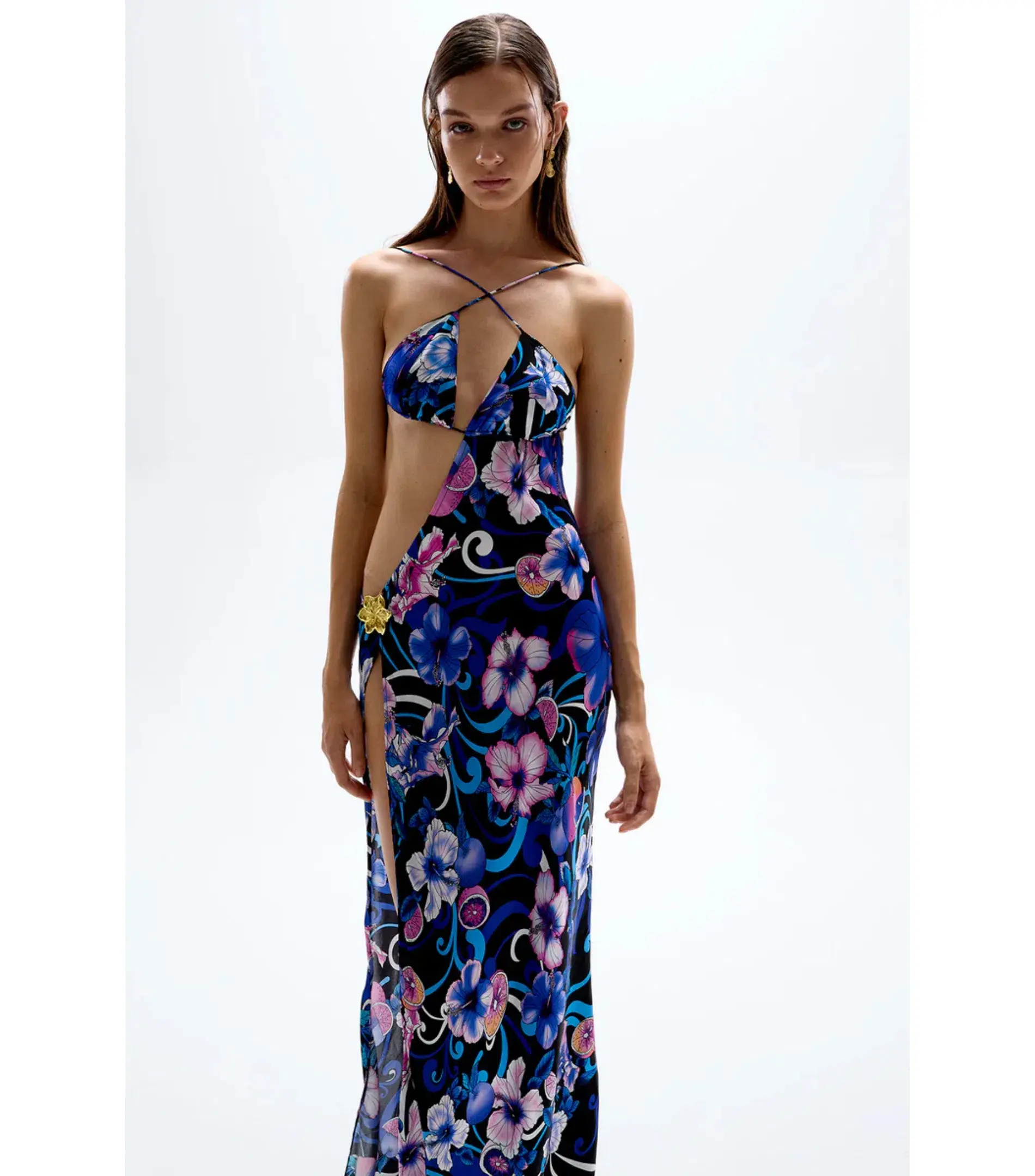 Cin Cin Swim Villa Cut-out Dress Hibiscus Purple Size AU 8 - Image 2
