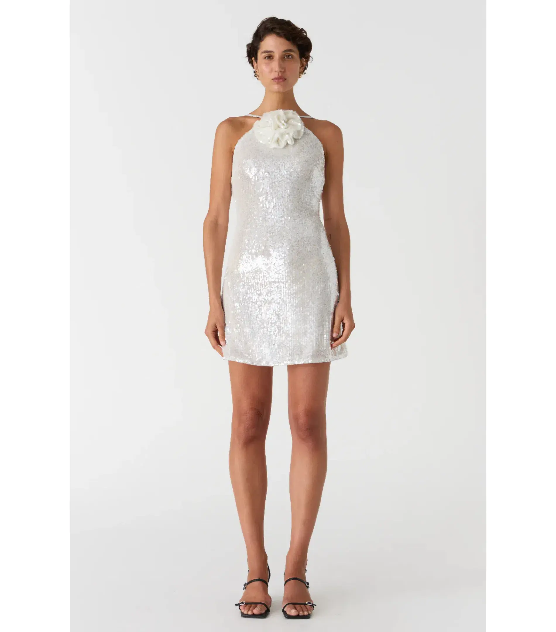 Misha Collection Ciara Sequin Mini Dress in Ivory Size 10 - Image 1
