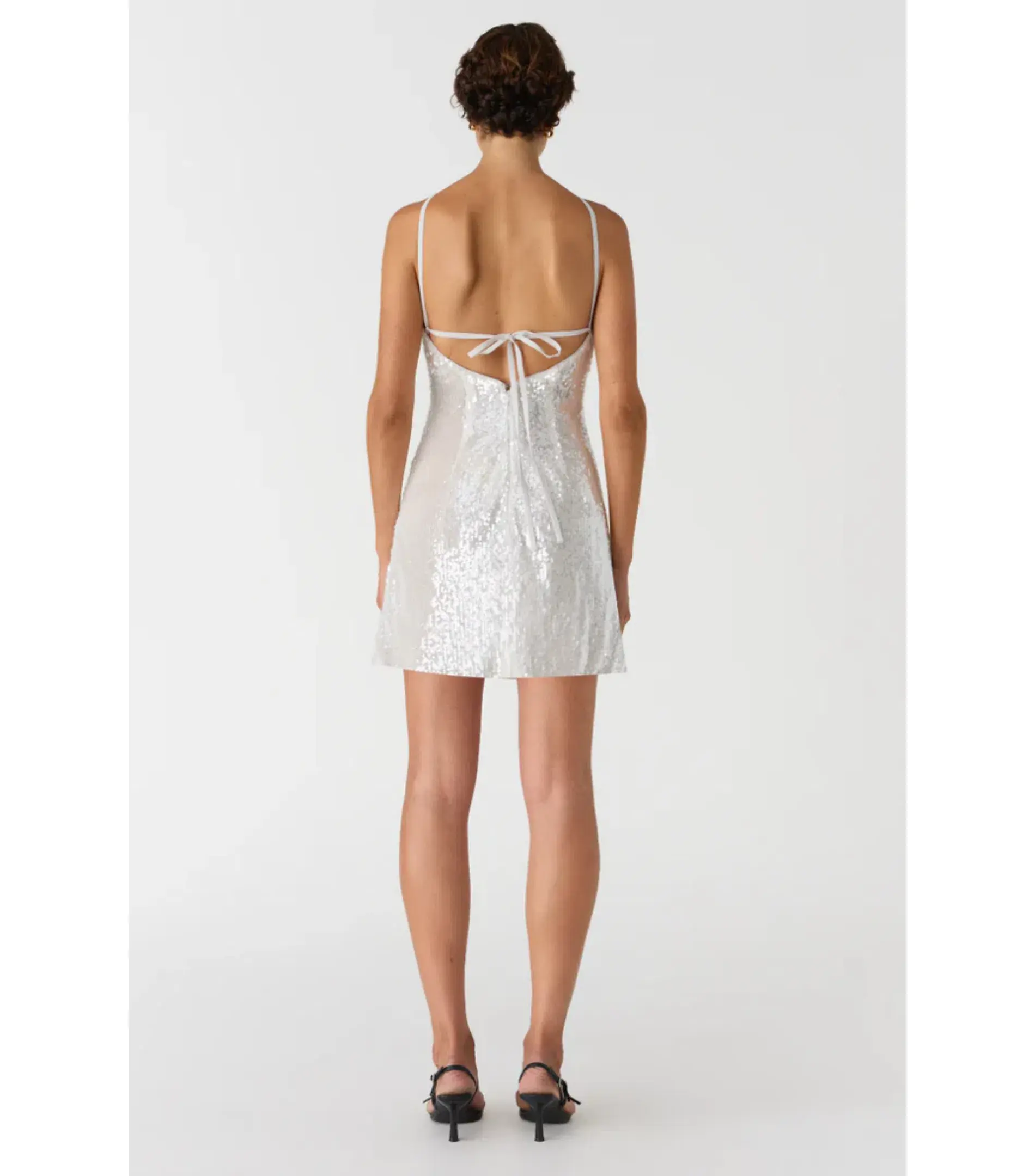 Misha Collection Ciara Sequin Mini Dress in Ivory Size 10 - Image 3