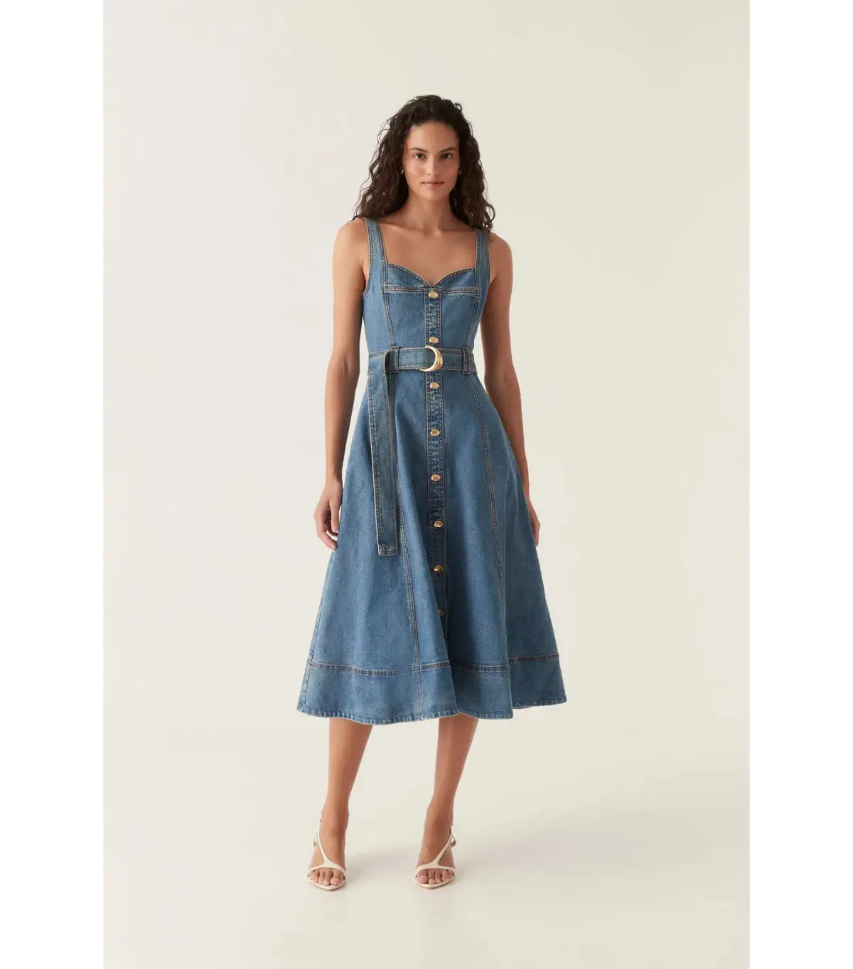 Aje Clay Denim Midi Dress in 90's Wash Size AU 10 - Image 1