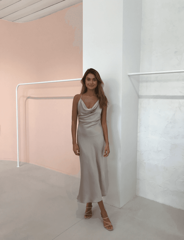 Bec & Bridge Pearl Bay Backless Midi Dress Champagne/Nude Size 12 for rent on The Volte - main image