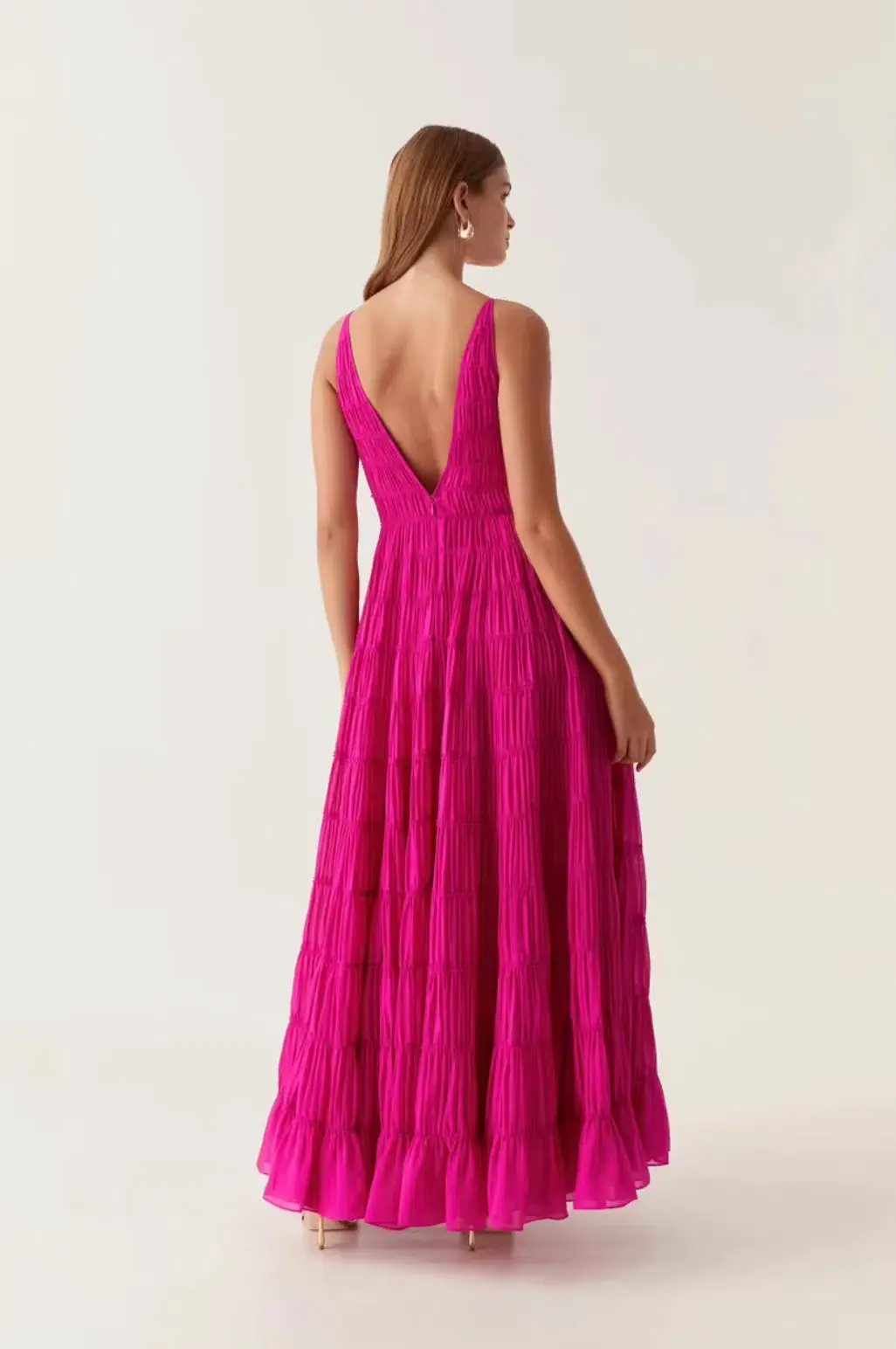 Aje Rosewood Ruched Maxi Dress Magenta Size AU 6 - Image 2