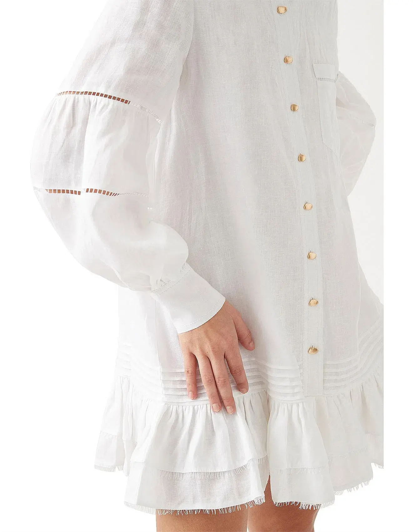 Aje Lotus Shirt Mini Dress Ivory Size 6 - Image 5