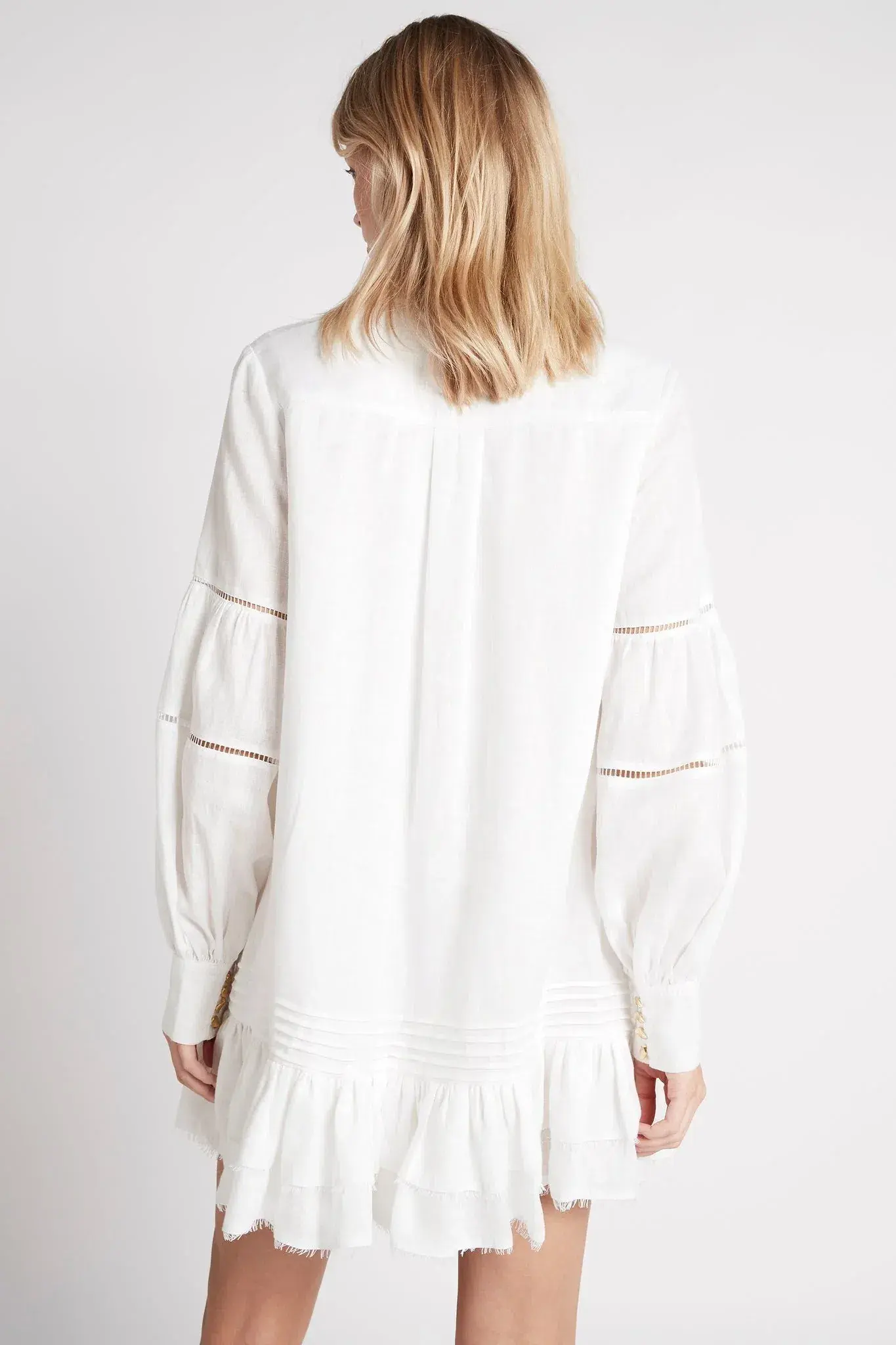 Aje Lotus Shirt Mini Dress Ivory Size 6 - Image 3