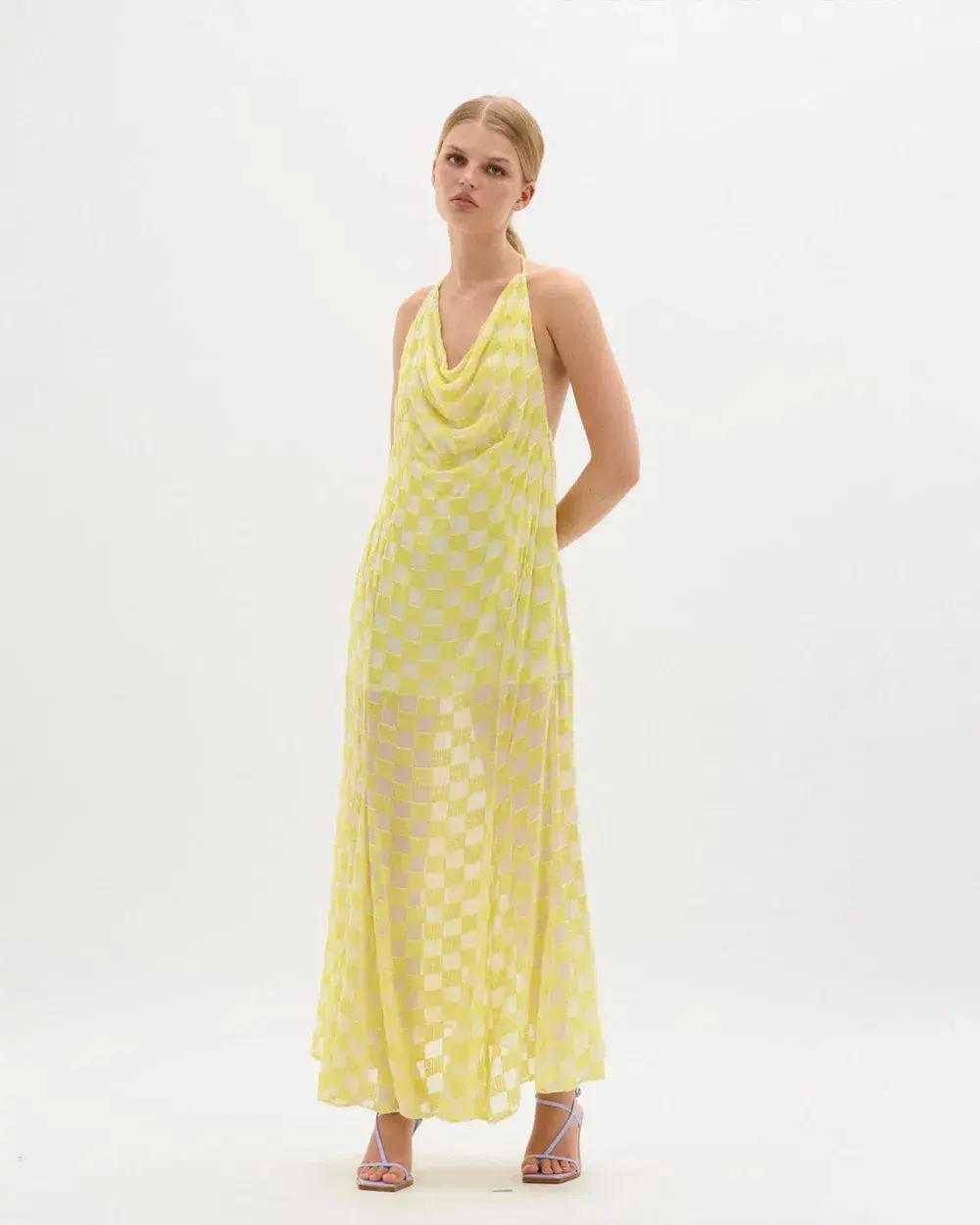 Muma World Asta Maxi Dress Yellow Velvet Size 8 - Image 1