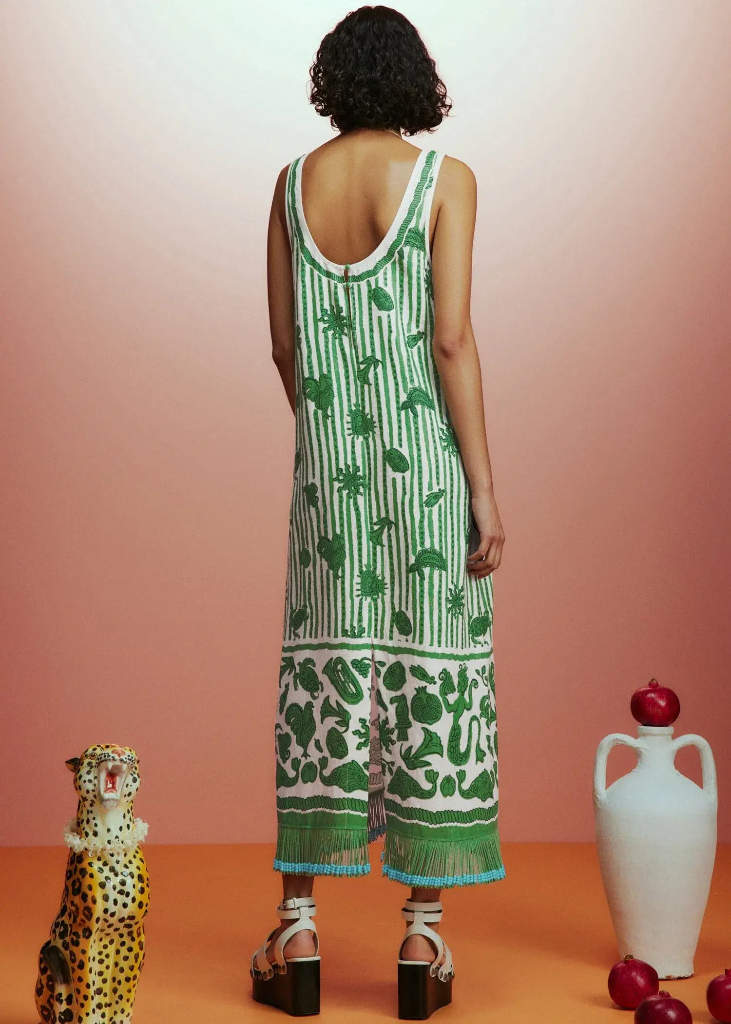 Alemais Lula Sleeveless Midi Dress Green Print Size 8 - Image 2