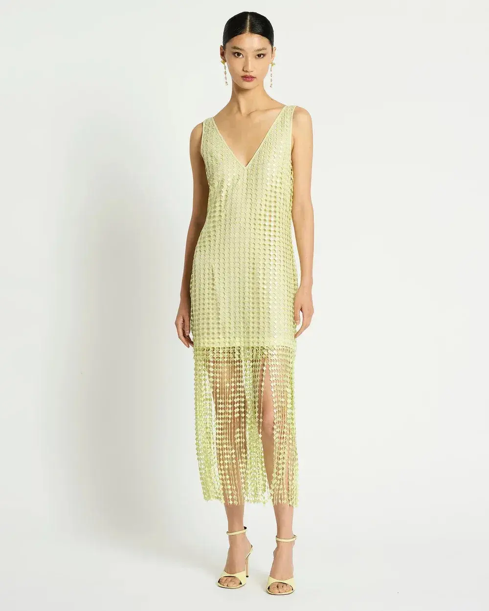 Sass & Bide Pinnacle Lace Midi Dress Lime Size 10 - Image 1