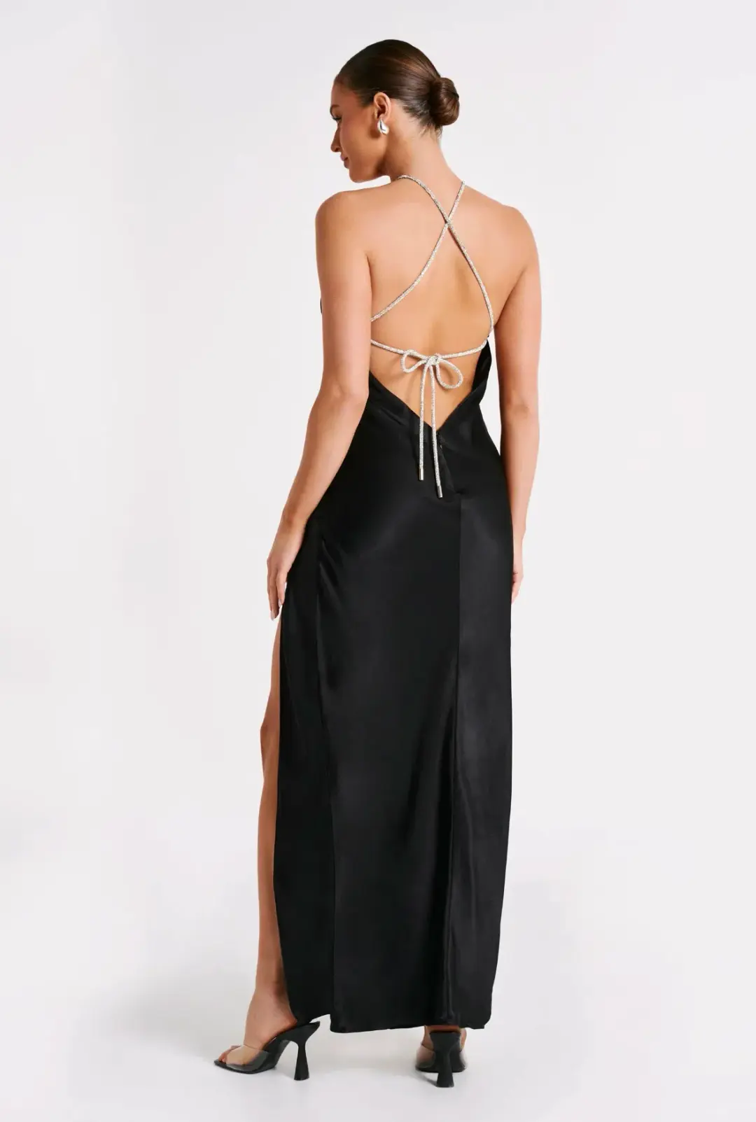 Meshki Louise Diamante Rope Maxi Dress Black Size S / AU 8 for rent on The Volte - main image