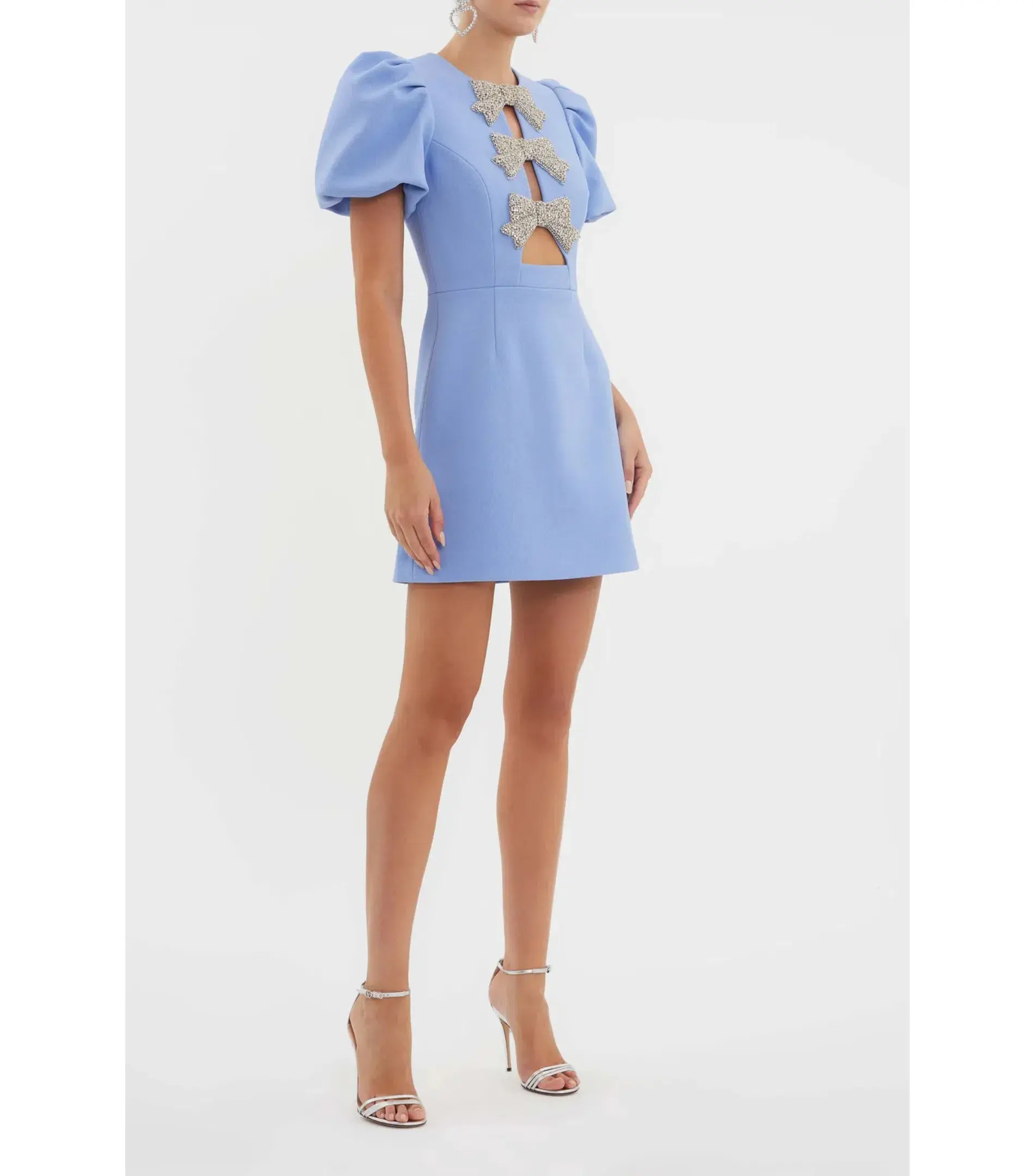 Rebecca Vallance Juliana Puff Sleeve Mini Dress Blue Size AU 8 - Image 2