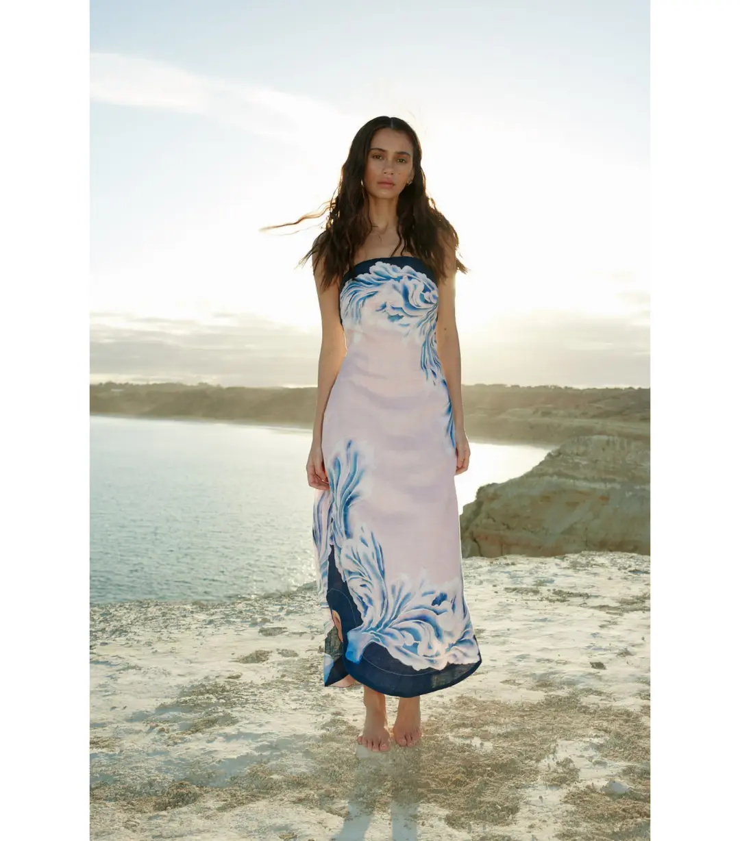 Aston Studio Maeve Dress in Seashell/Iceberg Size AU 10  for rent on The Volte - main image