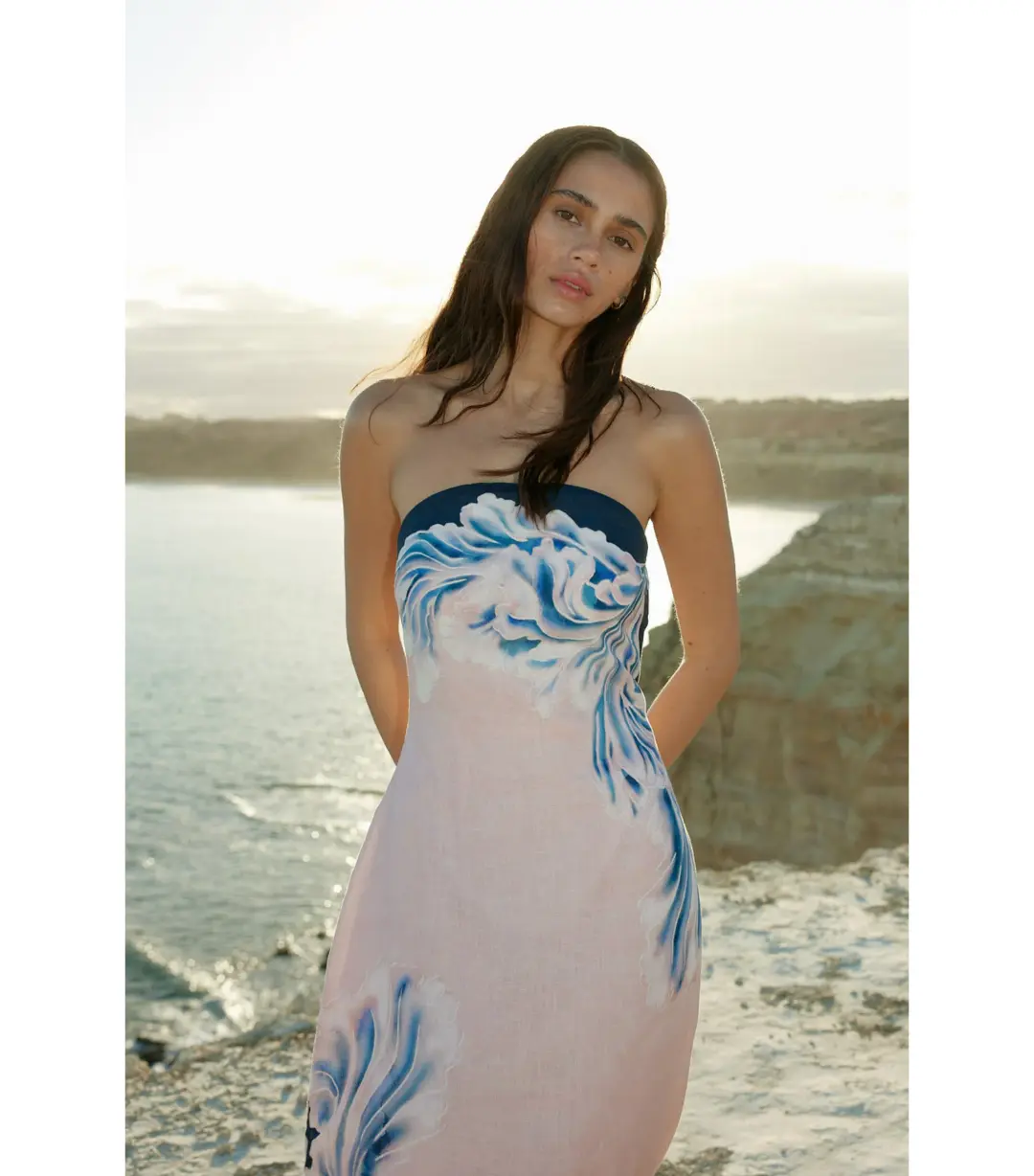 Aston Studio Maeve Dress in Seashell/Iceberg Size AU 10  for rent on The Volte - main image