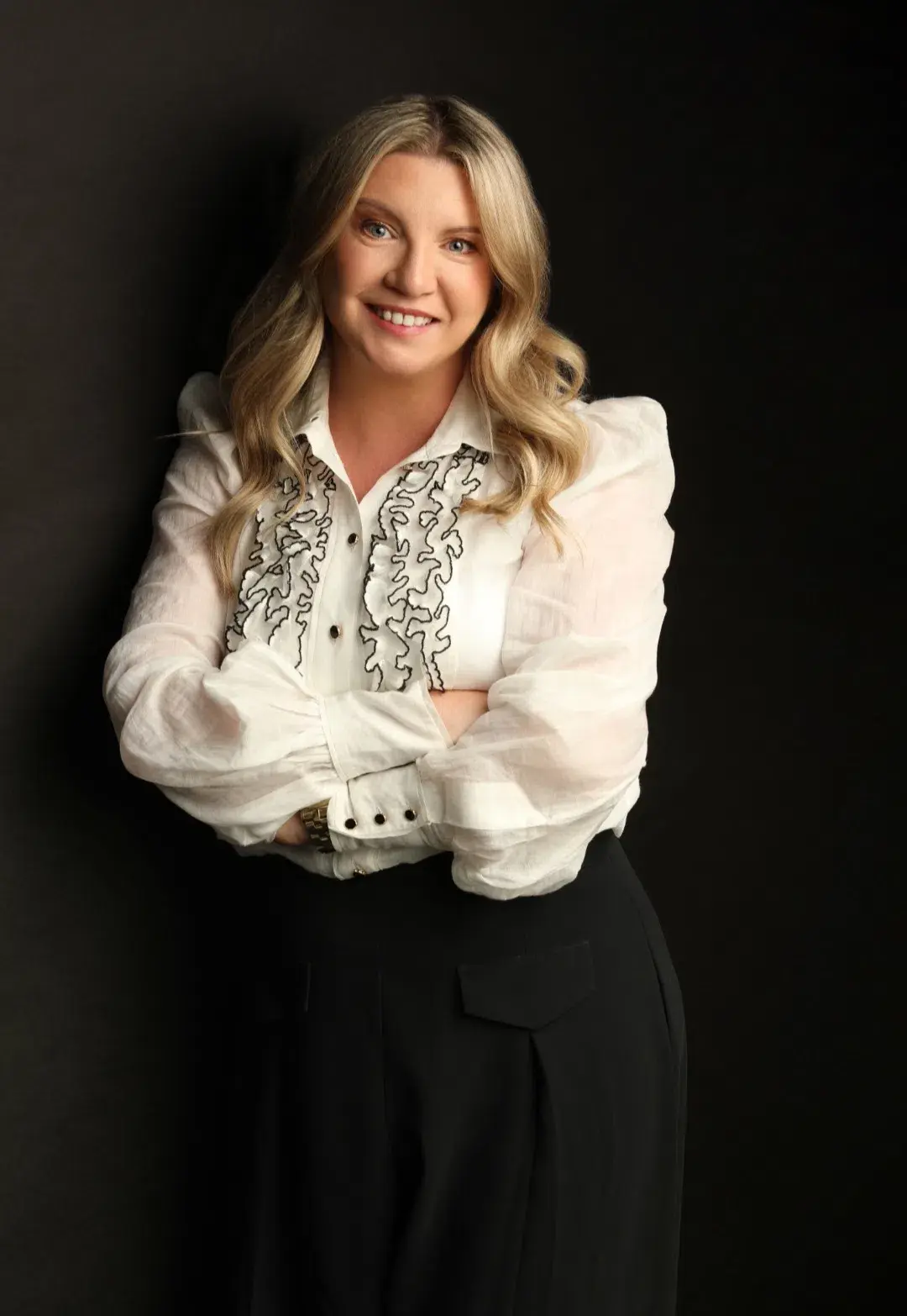 Zimmermann Long Sleeve Tuxedo Ruffle Blouse White Size 1 / AU 10 - Image 1