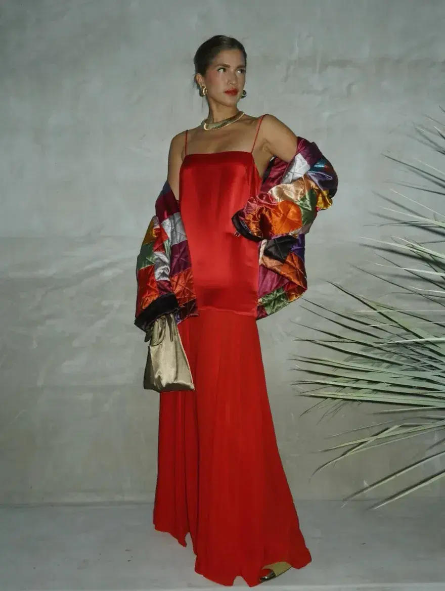Shona Joy Moraya Dropped Waist Maxi Dress Chili Size AU 12 - Image 4