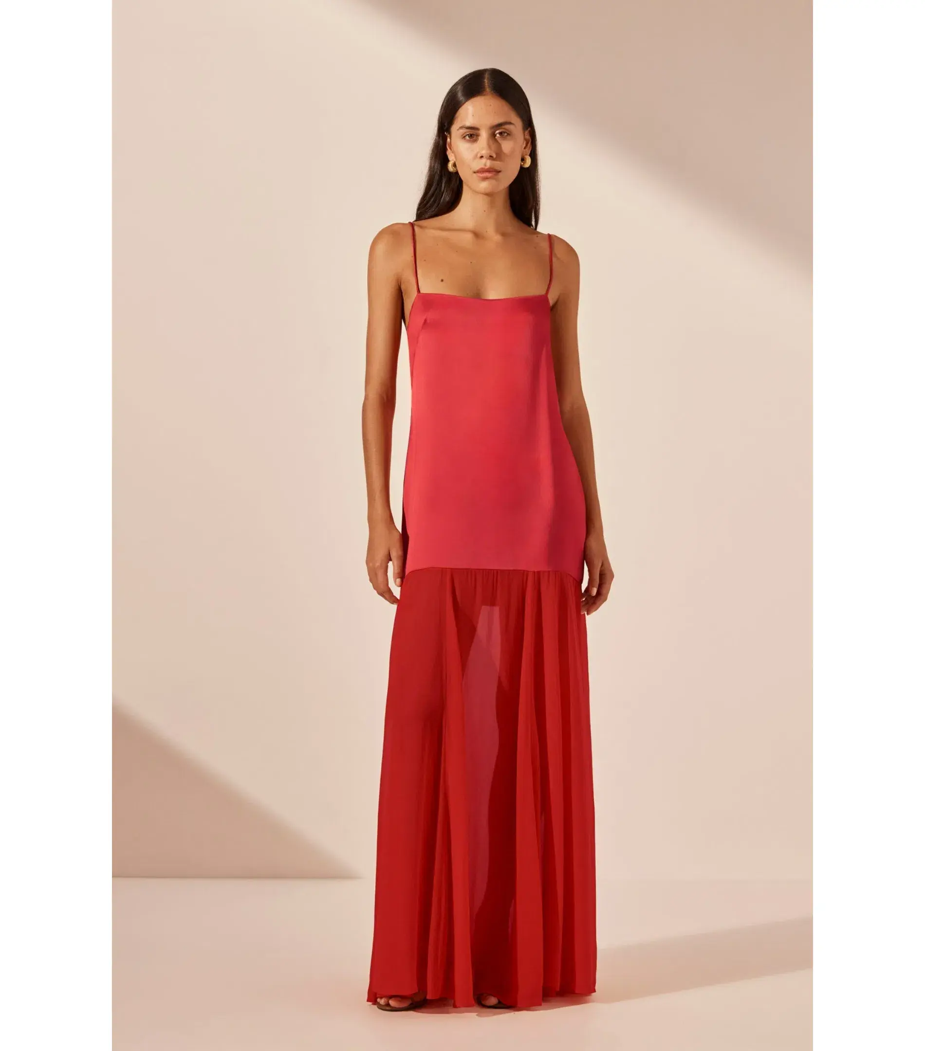 Shona Joy Moraya Dropped Waist Maxi Dress Chili Size AU 12 - Image 1