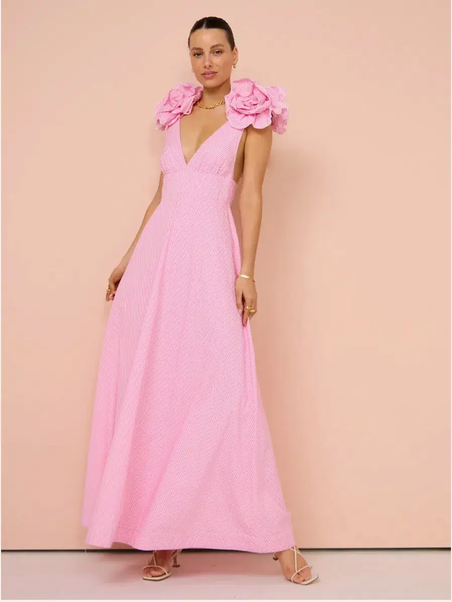 Aston Studio The Eliza Dress In Fuchsia Fine Stripe Size AU 8 - Image 4