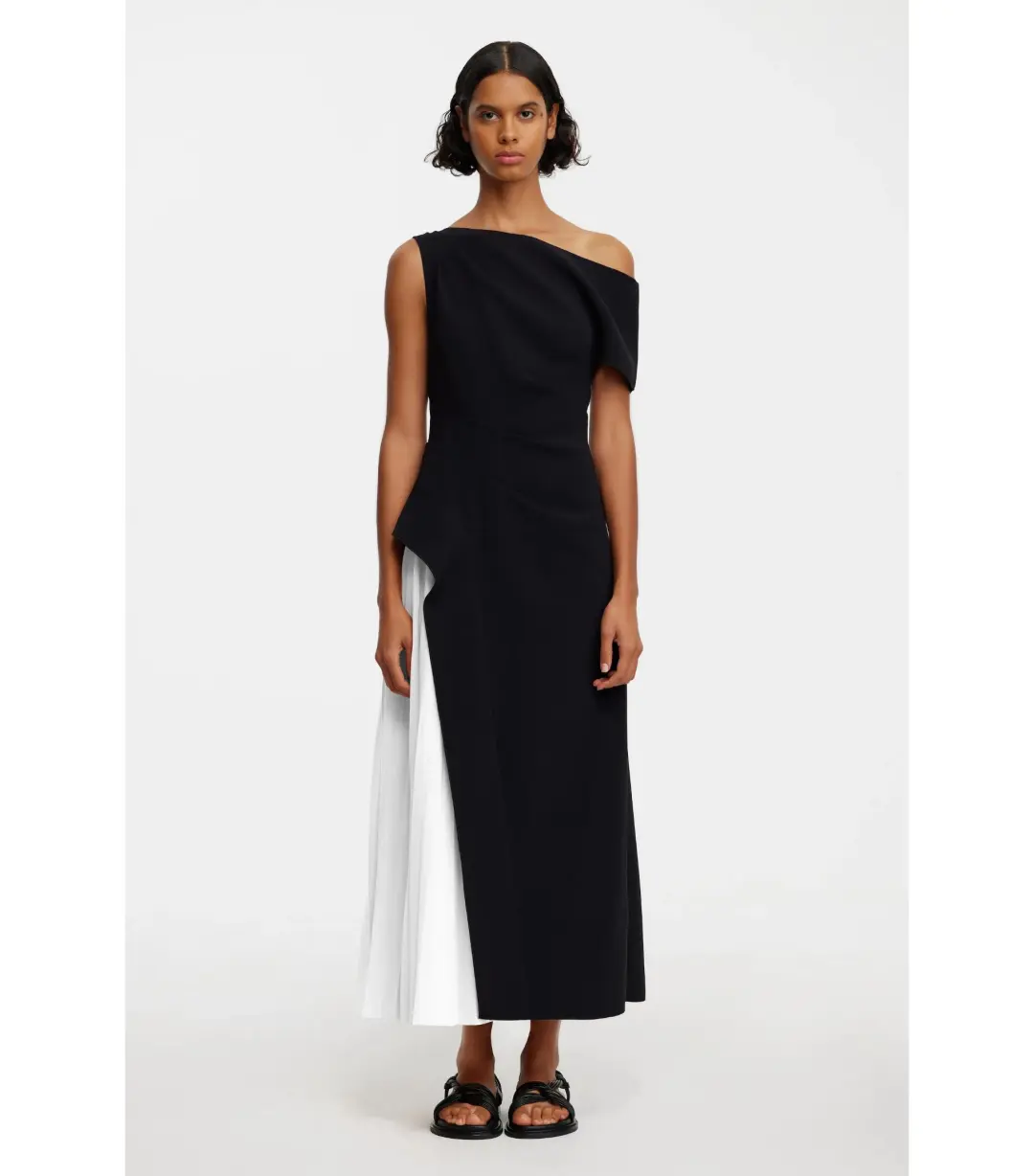 Acler Sudden Midi Dress Black with Cream Size AU 12 for rent on The Volte - main image