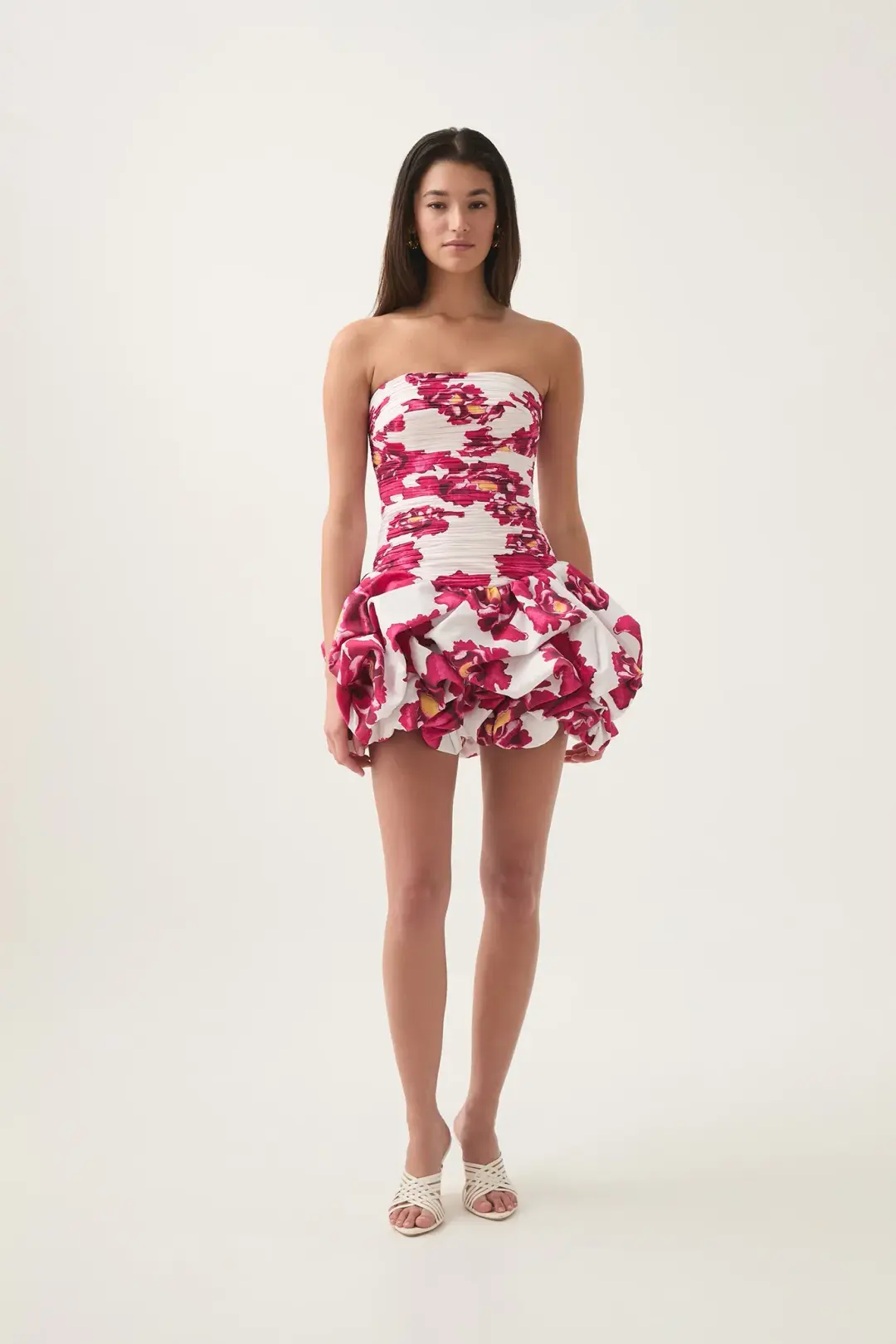 Aje Violette Bubble Hem Mini Dress Boldly Blooming Size 8 for rent on The Volte - main image
