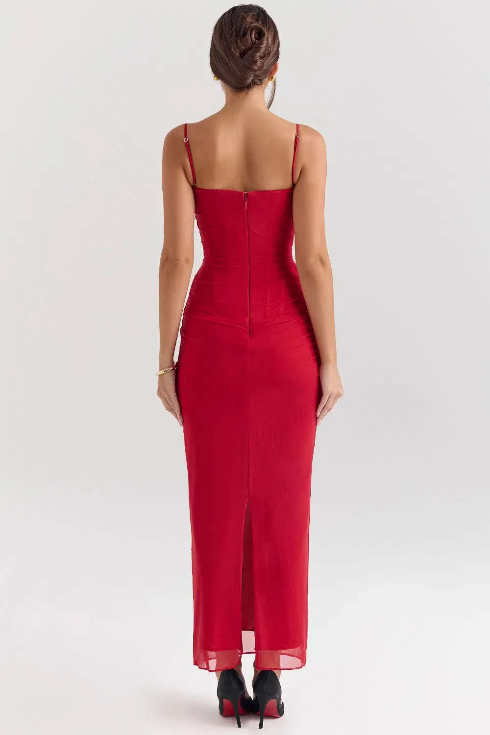 House of CB Nalini Mesh Corset Maxi Dress Holly Red Size S / AU 8 Regular cup - Image 2