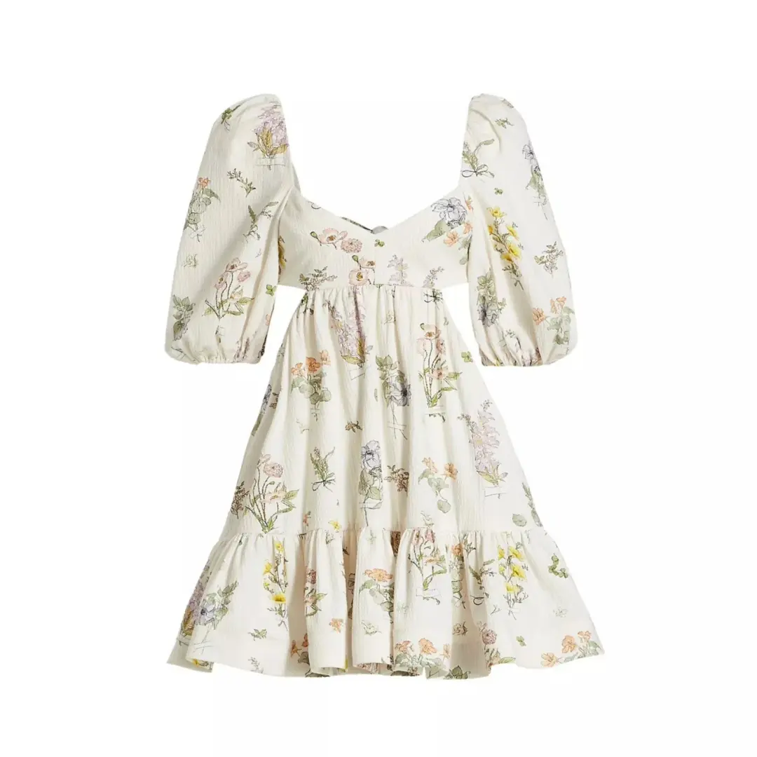 Zimmermann Jeannie Puff Sleeve Mini Dress Bouquet Floral Size 2 / AU 12 for rent on The Volte - main image