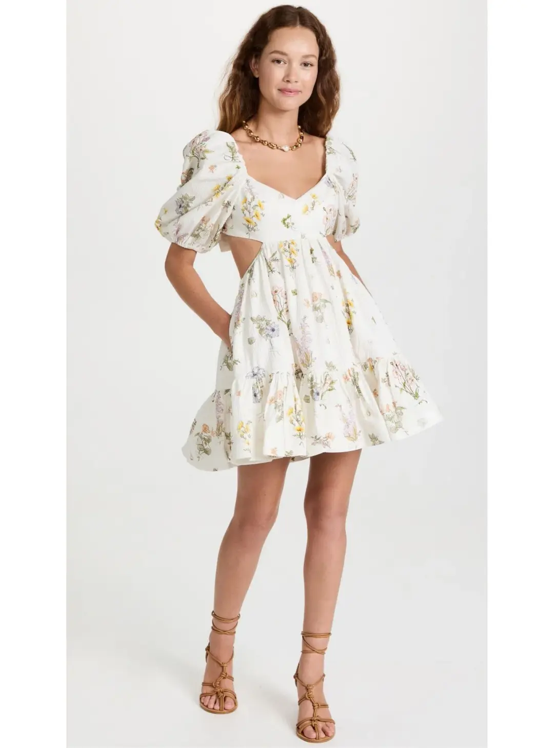Zimmermann Jeannie Puff Sleeve Mini Dress Bouquet Floral Size 2 / AU 12 for rent on The Volte - main image