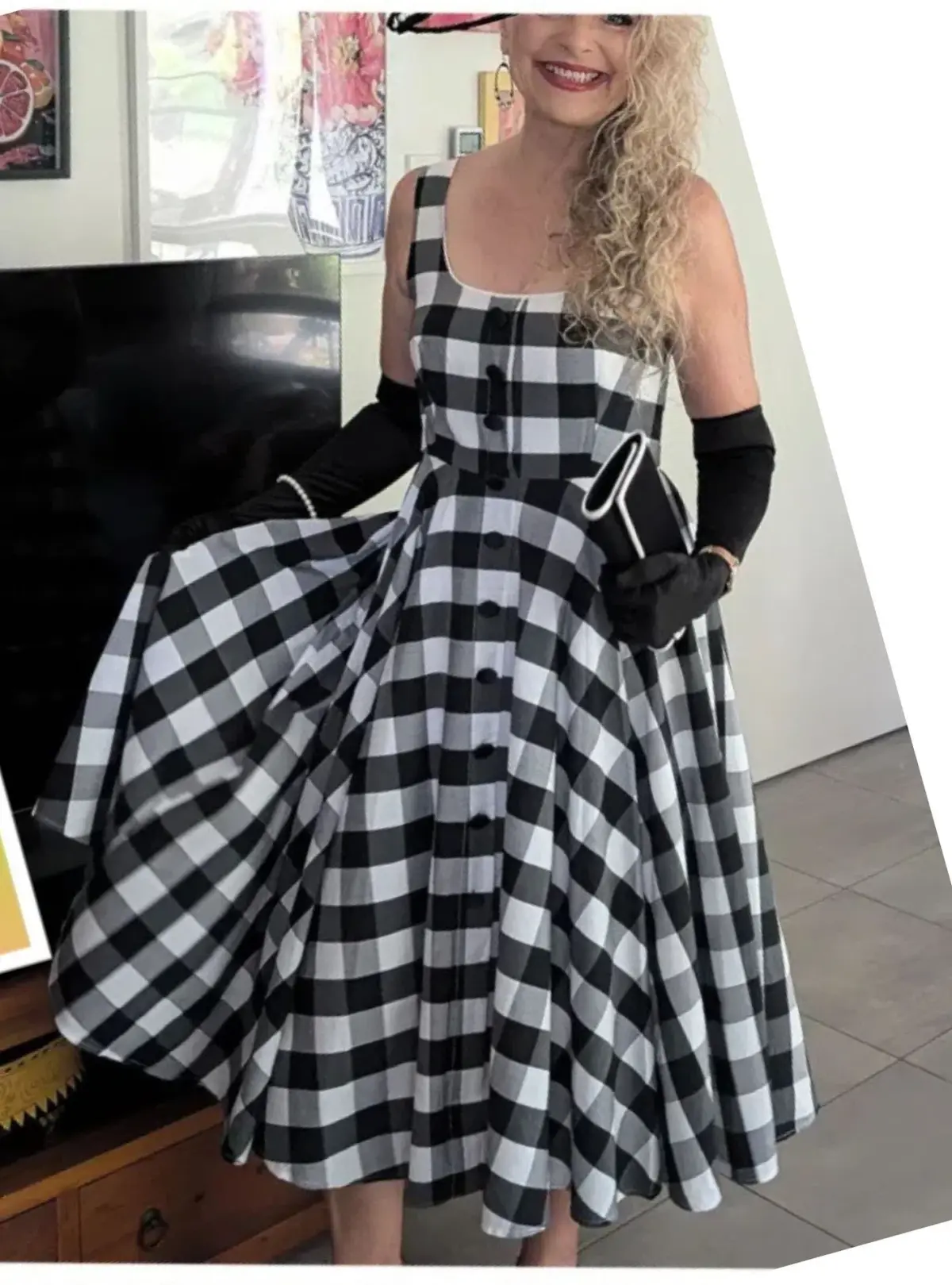 Muse Sleeveless Midi Dress Black and White Size 10 - Image 1