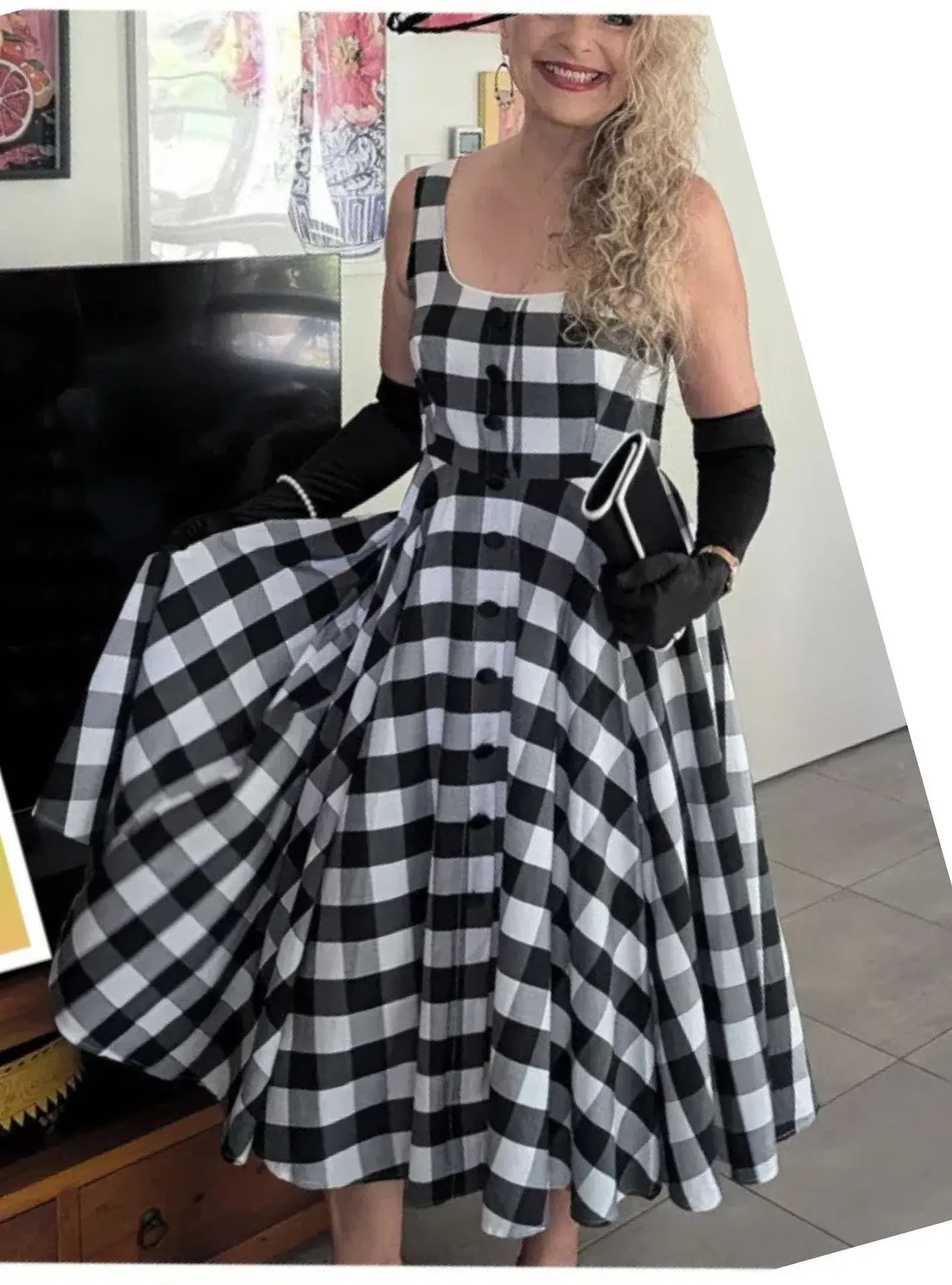 Muse Sleeveless Midi Dress Black and White Size 10 - Image 1