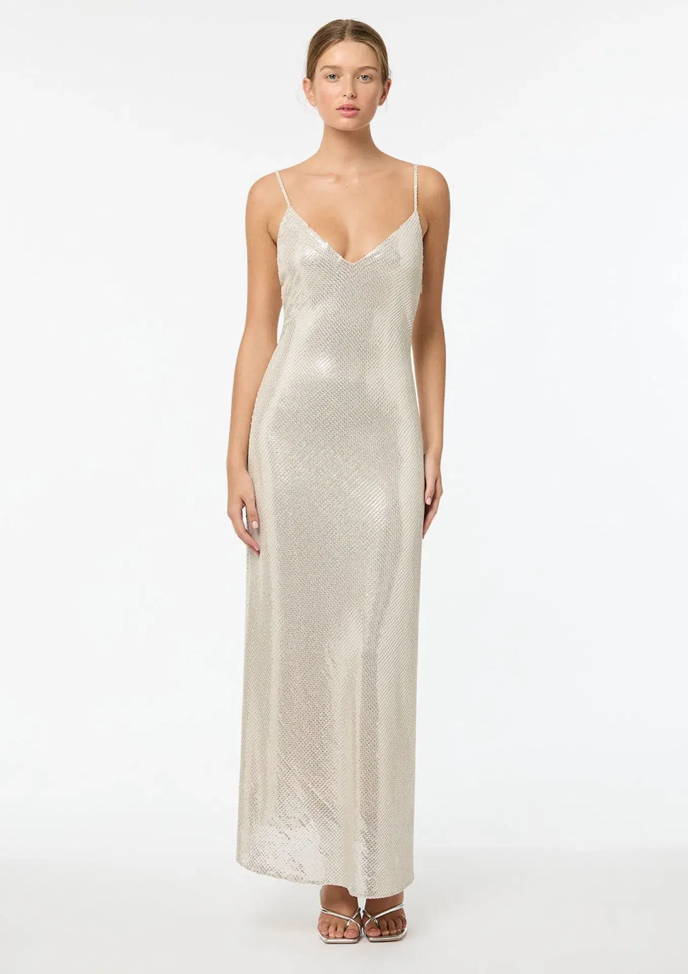 Manning Cartell High Voltage Slip Dress Nude Silver Size 8 - Image 1