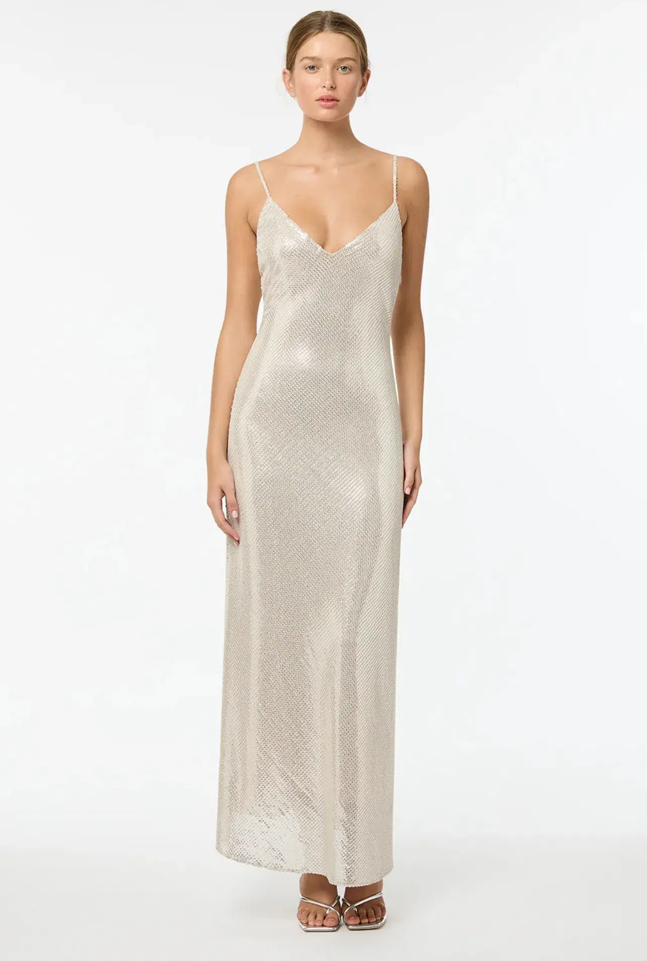 Manning Cartell High Voltage Slip Dress Nude Silver Size 8 - Image 7